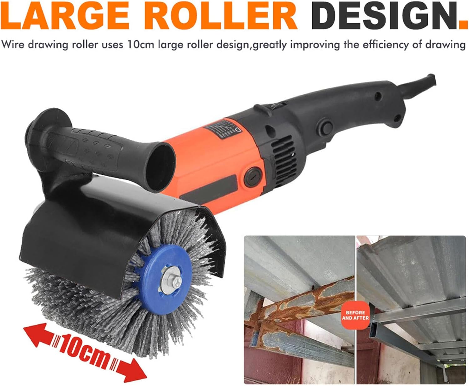 Burnishing Polishing Machine Kit, 80 Grit Electric Sander Polisher Angle Grinder Attachment with 2 Polishing Wheels, M14 Handheld Metal Burnishing Machine for Wood Metal Grinding image number 4