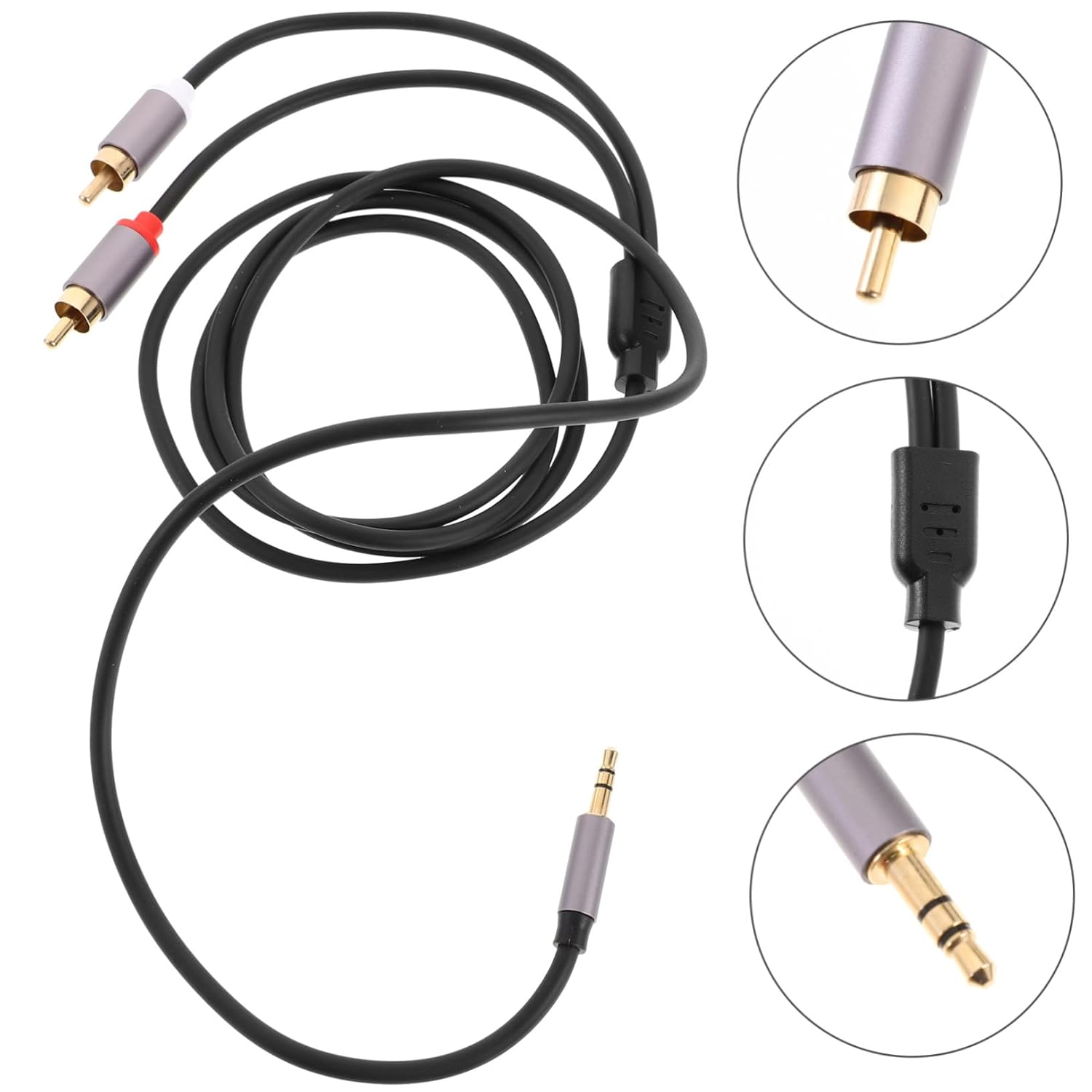 Housoutil 1.5M Double Lotus Audio Cable to Stereo Jack Extension Cable for Headphones and Speakers Auxiliary Cord for Home Theater Setup