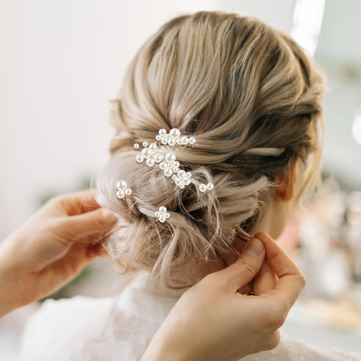 9 Pieces Pearl Wedding Hair Pin Exquisite Wedding Accessories Gorgeous Pearl Hairpin Decorations for Women Bridal Hairpin Decor Suitable for Brides Bridesmaids and Hosts image number 3