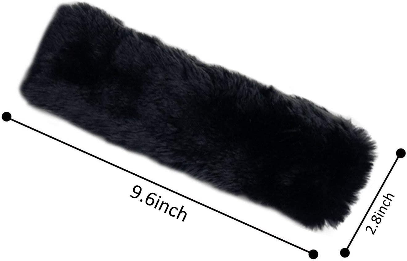 Soft Faux Sheepskin Seat Safety Belt Cover Pad,Car Seat Safety Belt Strap Shoulder Pad for Adults and Children,Suitable for Car Seat Safety Belt,Backpack,Shoulder Bag,2-Pack (Black) image number 6