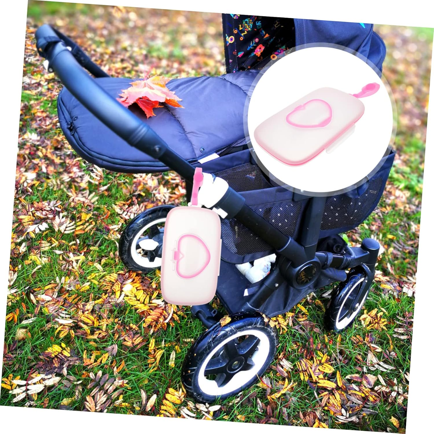 Portable Baby Wet Tissue Box Hanging Wet Tissue Case Lid White and Pink for Outdoor Travel Infant Hand Mouth Wipes Storage image number 2