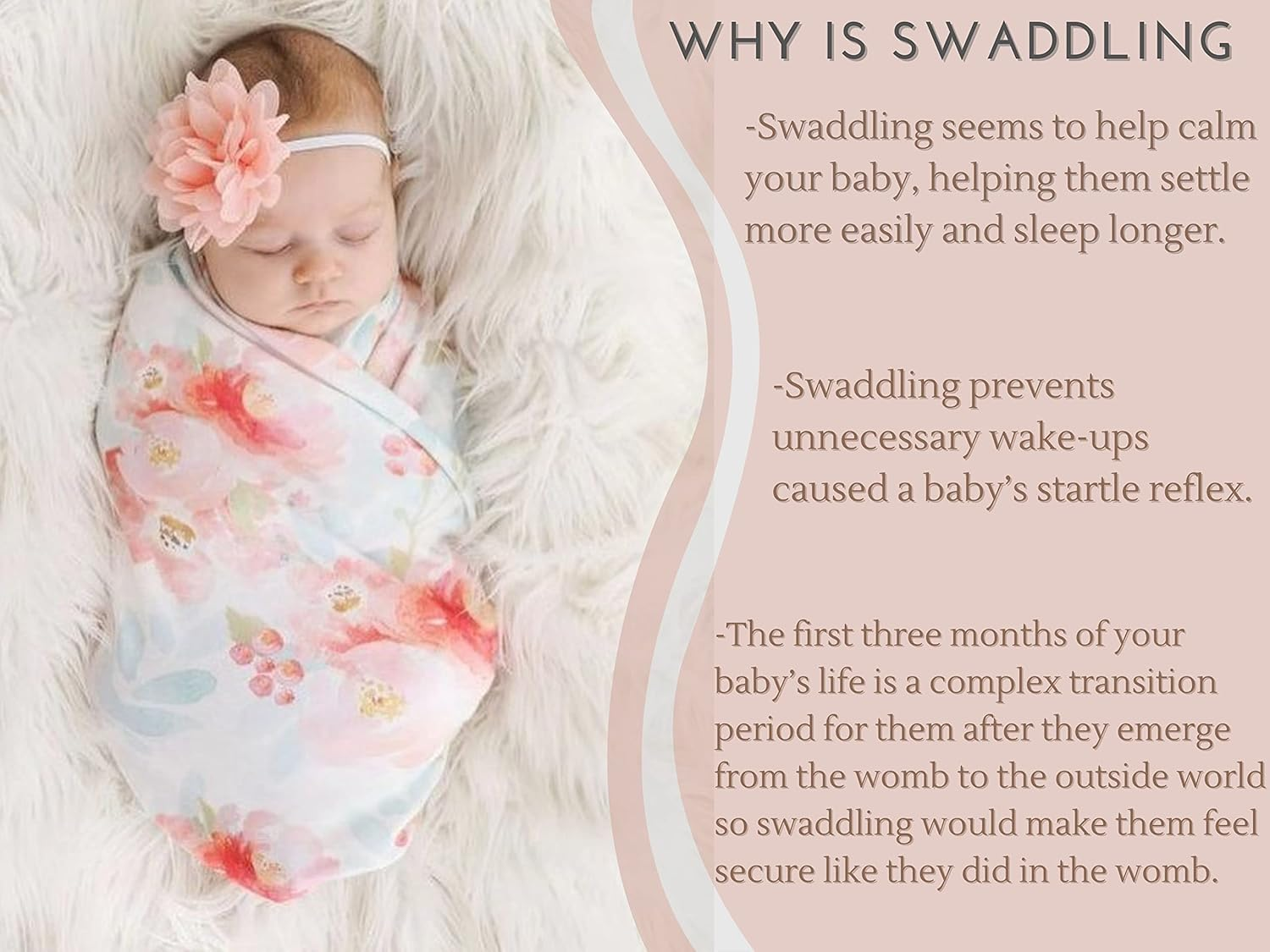 Baby Receiving Blanket Swaddle Blanket Newborn Wrap Swaddle Headband Set -Bloom Flower Pattern