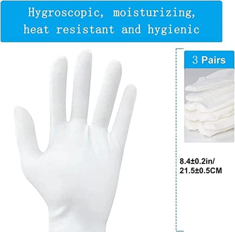 ZFYOUNG 6 Pcs White Moisturizing Cotton Sleep Gloves for Men and Women, Beauty Coin SPA Cloth Gloves image number 5
