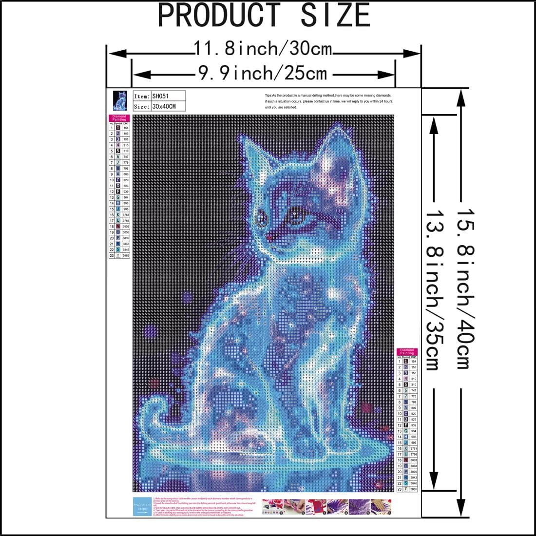 SHICERNHJ Cat Diamond Painting Kits for Adults DIY round Gem Art Animal Cute Cat Diamond Art Kits for Adults,5D Full Drill Diamond Dots Crafts Paintings Canvas for Beginners Home Decor 12X16Inch