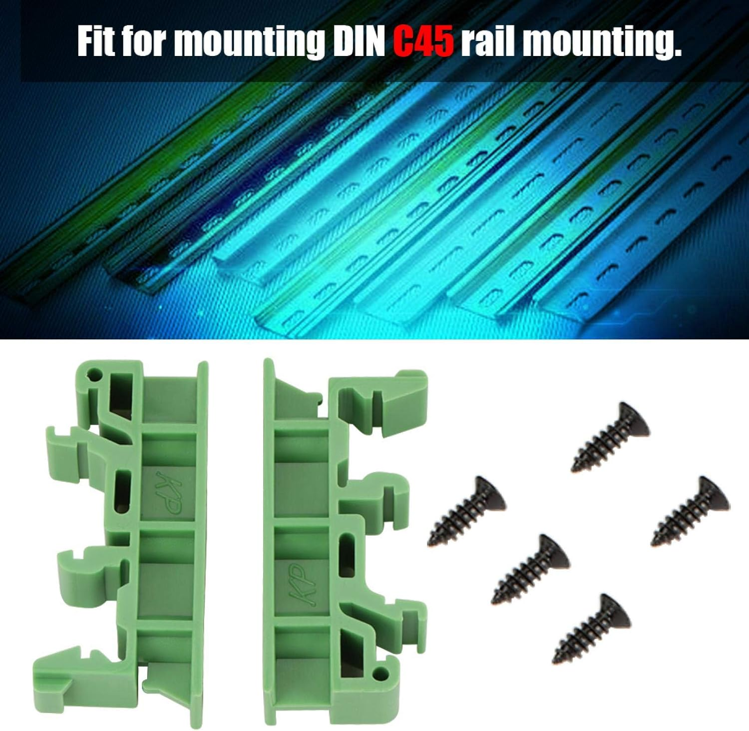 Joyzan Din Rail Bracket, Mounting Adapter Circuit Board Bracket PCB Holder Secure Hold C45 Carrier Clip Slotted Terminal Stopper Blocks for Electronic Switching Devices Breaker Relay Electrical image number 1