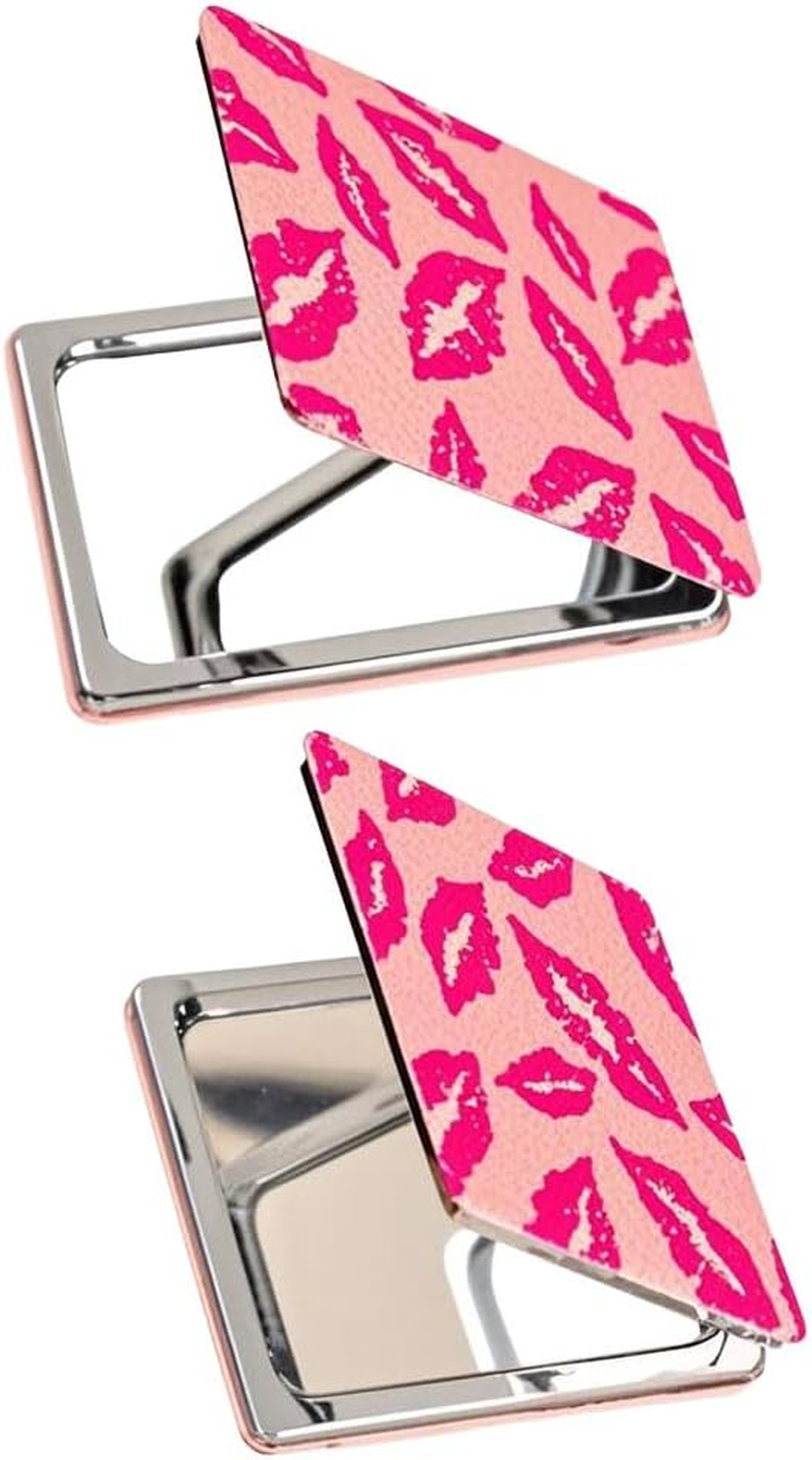NOIAFZY 2PCS Pink Glitter Rectangular Foldable Mirror, Compact Pocket Vanity Mirror for Purse Travel Camping image number 5