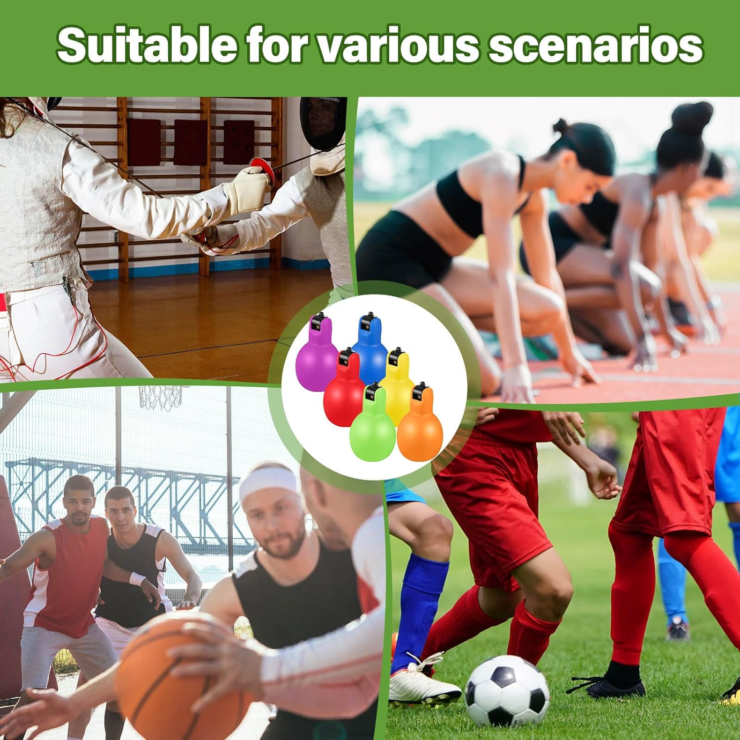 Hand Squeeze Whistles with Lanyards Multicolored Coach Whistle for Coaches Referees Handheld Sports for Indoor Outdoor Home Sports, Soft PVC - Multicolor, 6 image number 6