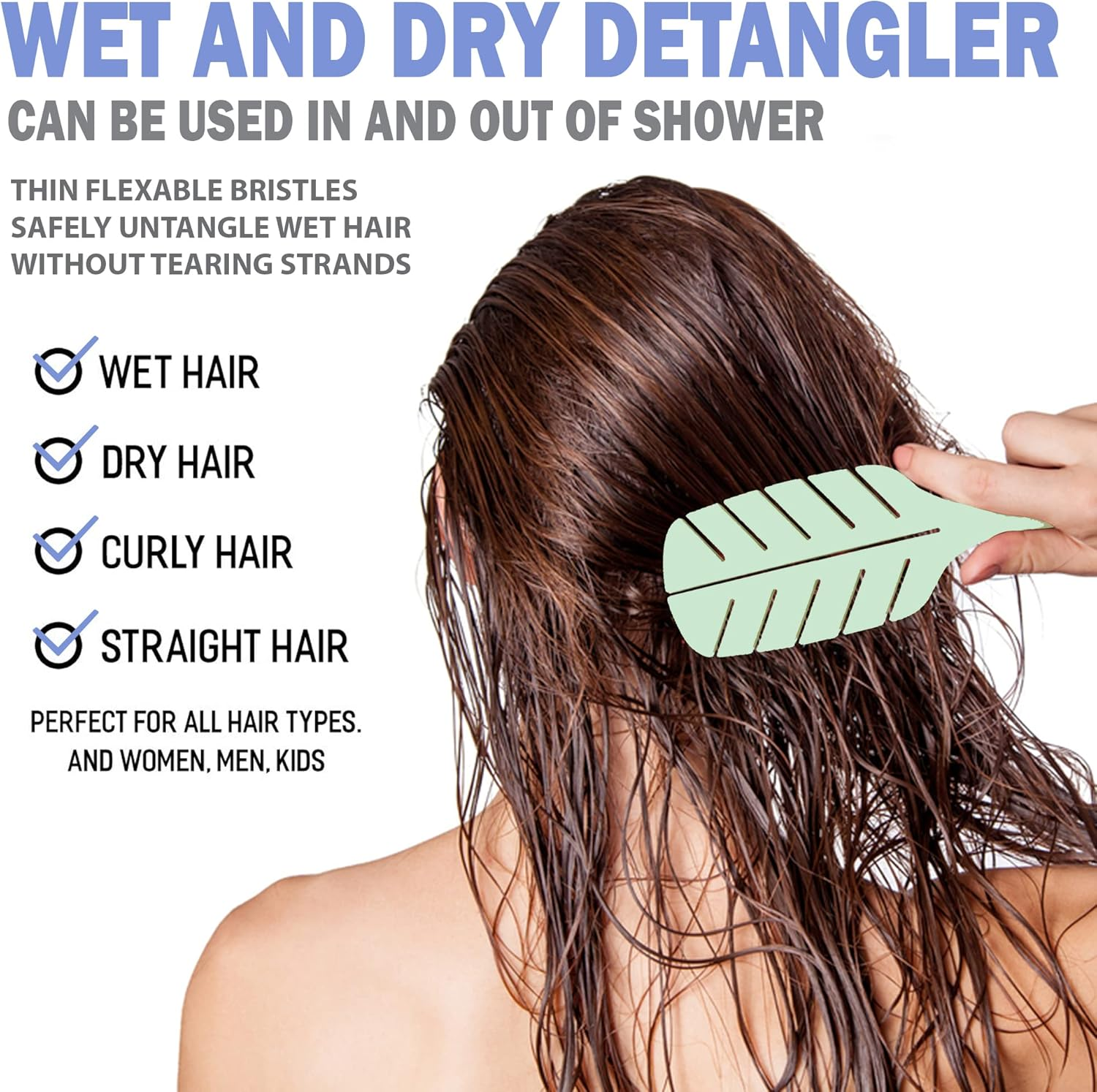 Fiora Naturals Detangler Brush by - 100% Bio-Friendly Detangling Brush W/Ultra-Soft Bristles - Glide through Tangles with Ease - for Curly, Straight, Black Natural, Women, Men, Kids - Dry and Wet Hair image number 5