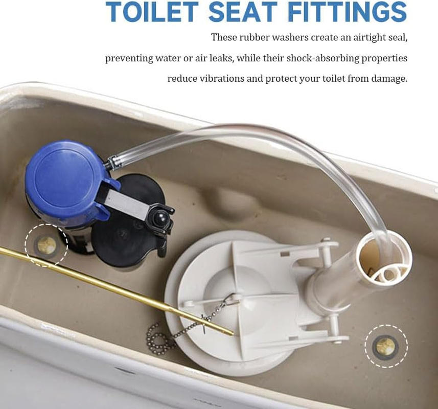 8Pcs Toilet Seat Fittings, M8 Non Slip Rubber Washers and Toilet Hinge Fitting Replacement Conical Washers for Loose Toilet Seat, Black Stabilisers image number 3