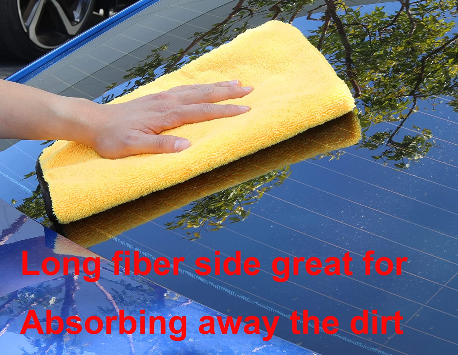 Simple Houseware 6 Pack Professional Grade Premium Microfiber Towels Dual Sided for Car Drying Towel and Household Cleaning, 16" X 24", Orange image number 2