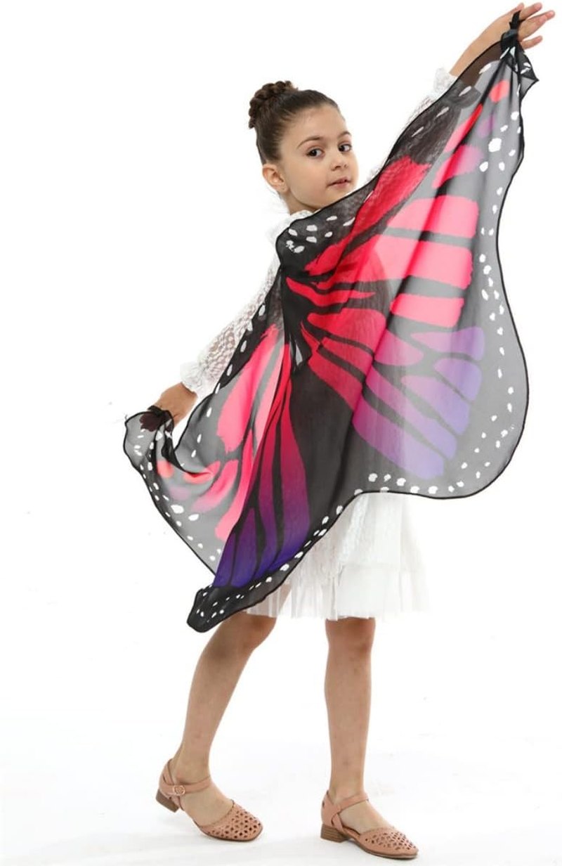 Costume Bay Kids Girls Butterfly Wings Cape Princess Scarf Fairy Wrap Cloak Shawl Book Week Halloween Costume Dress Up image number 1