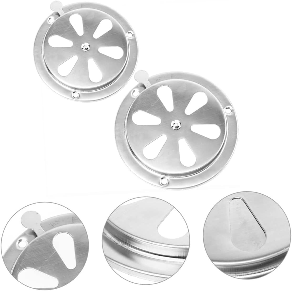 2Pcs Stainless Steel Air Vent Covers Adjustable Rv Marine round Ventilation Grilles Diameter 125Mm 95Mm for Caravan Boat Shed Ventilation image number 3