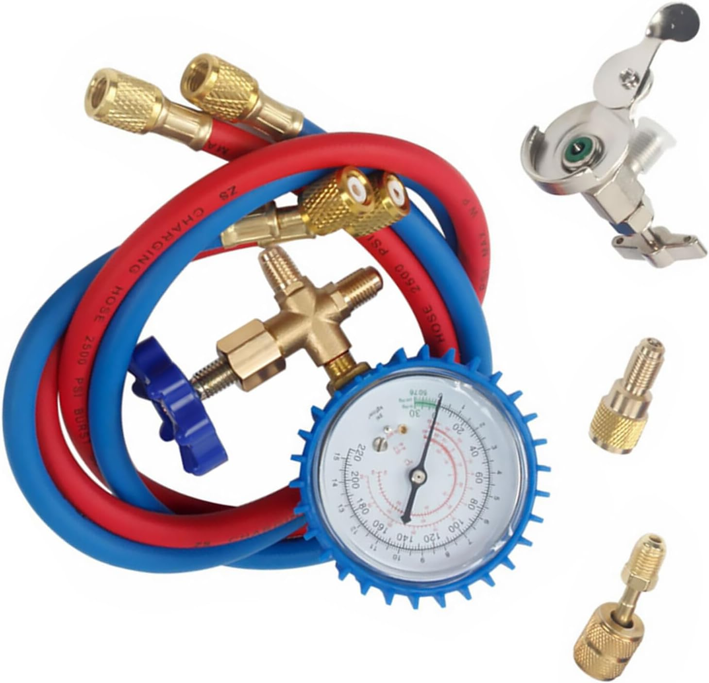 WOFASHPURET Automotive Air Conditioner Refrigerant Pressure Gauge Set with Silicone Hoses, Comprehensive Hvac Service Tool for Car Ac Refrigeration System Maintenance and Charging Random Color image number 2