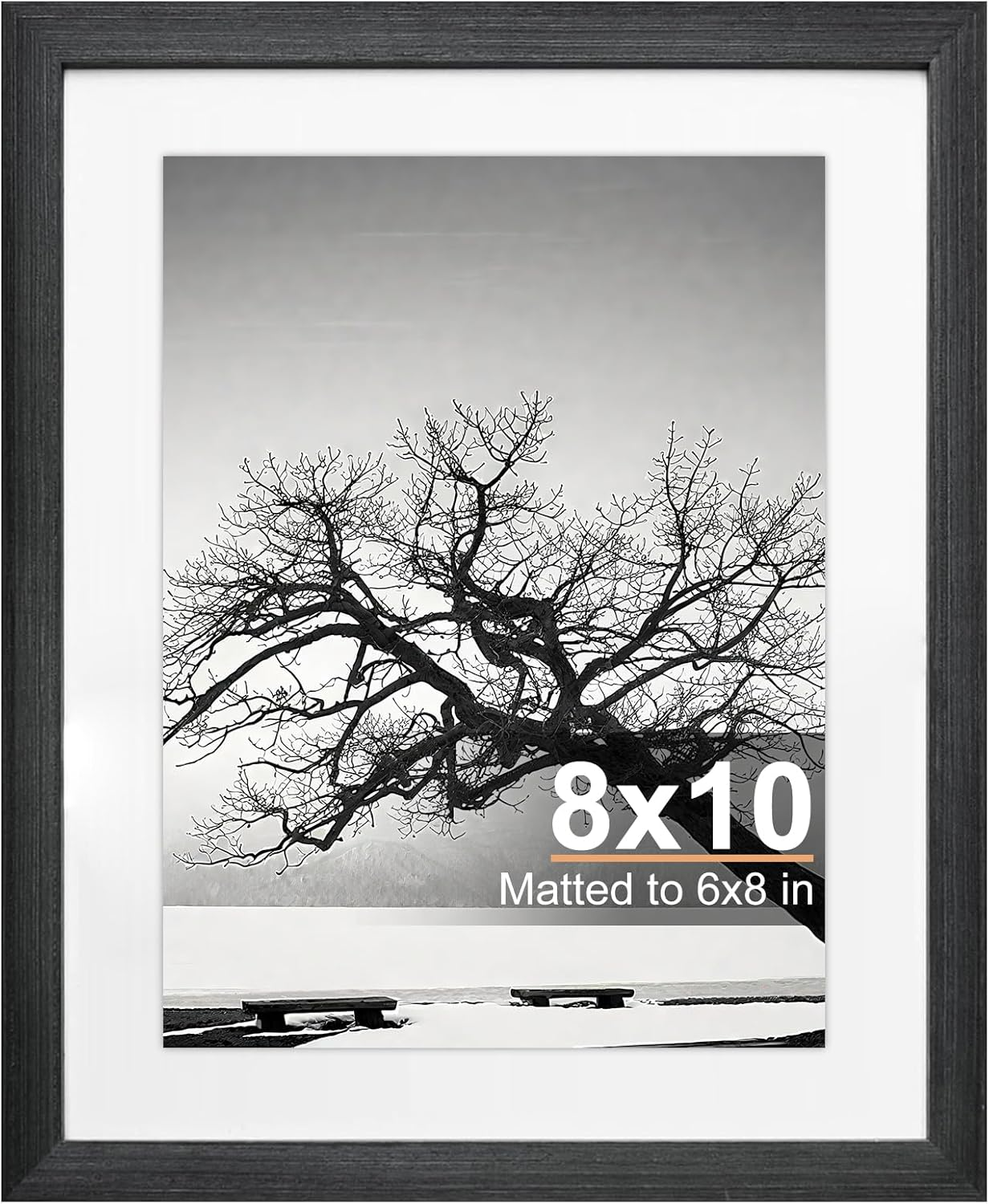 Solid Wood Picture Frame 8X10 Natural Wooden Photo Frames with Mat,Wall Poster Frame for Home Office Decor, Tabletop and Wall Mounting, High-Definition Plexiglass