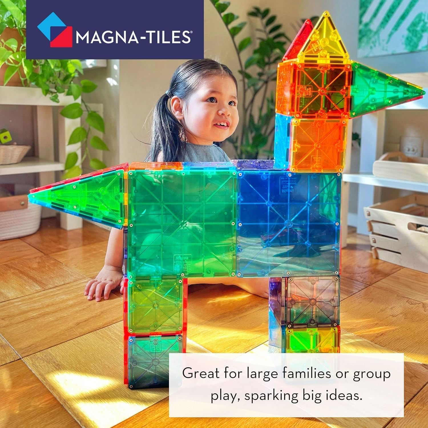Magna-Tiles 100-Piece Clear Colors Set &ndash; the Original, Award-Winning Magnetic Building Tiles &ndash; Creativity and Educational &ndash; STEM Approved image number 5
