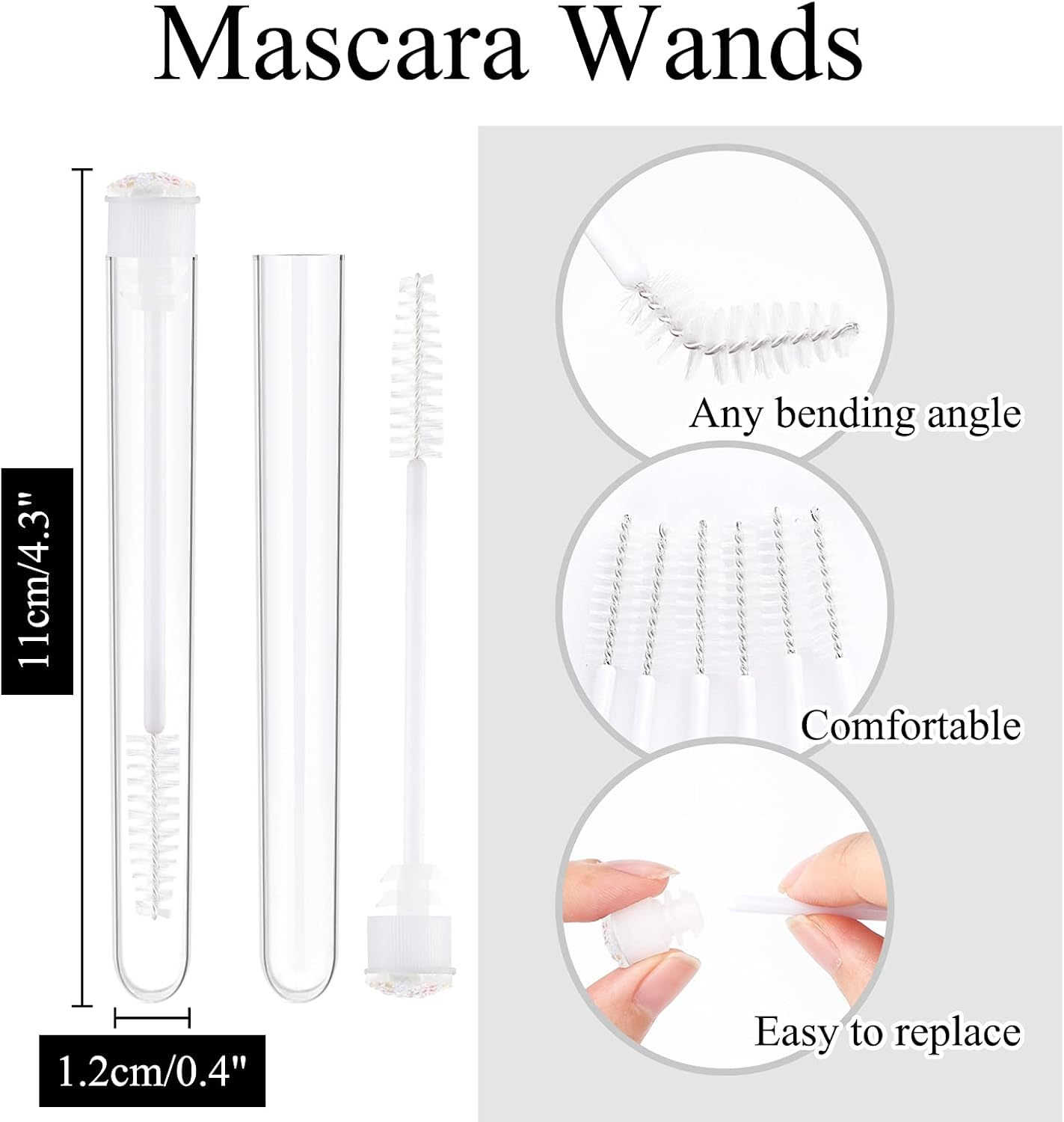 20Pcs Eyelash Brush Lash Wand Makeup Tool Eyelash Extension Supplies Cleaning Brush Diamond Mascara Star White image number 3