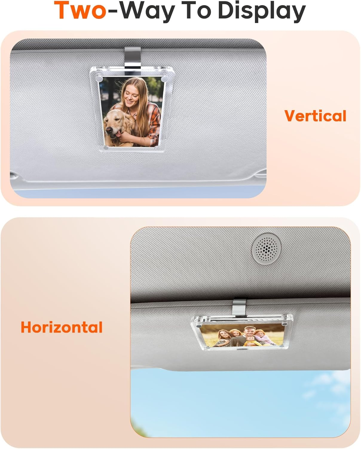 2Pcs Car Picture Holder for Visor Magnetic Picture Frame for 3 Inch Photos, Car Sun Visor Photo Holder with Strong Acrylic Magnet, Personalized Car Interior Accessories with Clips for Easy Display image number 3