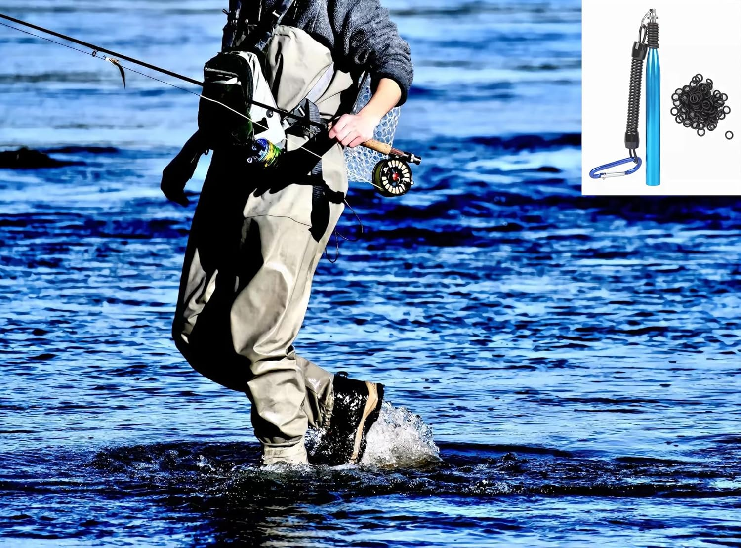 Wacky Rig Tool with 100 Fishing O-Rings,Wacky O-Rings Rigging Plastic Senko Style Worms, for Soft Baits Lures Fishing Accessories