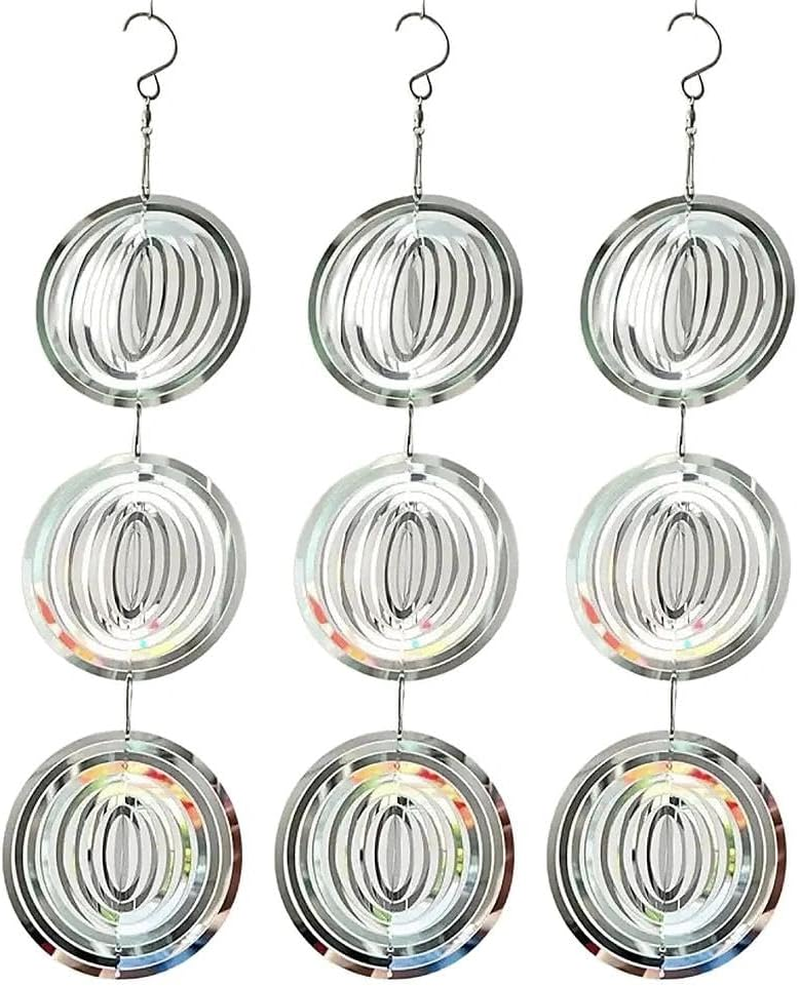 Bird Deterrent Wind Spinner, 9 Pack, 360-Degree Rotating Reflective Outdoor Decor with 3D Mirror Effect, Wildlife-Friendly Garden Protection, Fully Assembled, Compatible with Outdoor Spaces, Ruibex