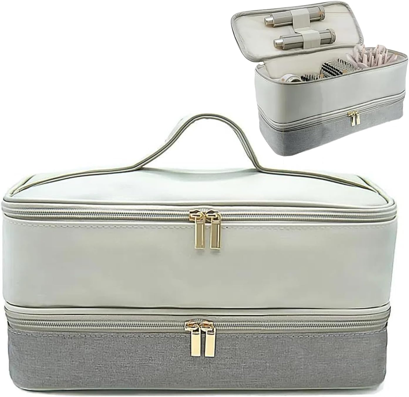 T-D1 Portable Double-Layer Travel Carrying Bag Compatible with Shark Flexstyle Hair Dryer Accessories Tools Storage Bag for Hair Tool Attachments Organizer (Type B/Black)