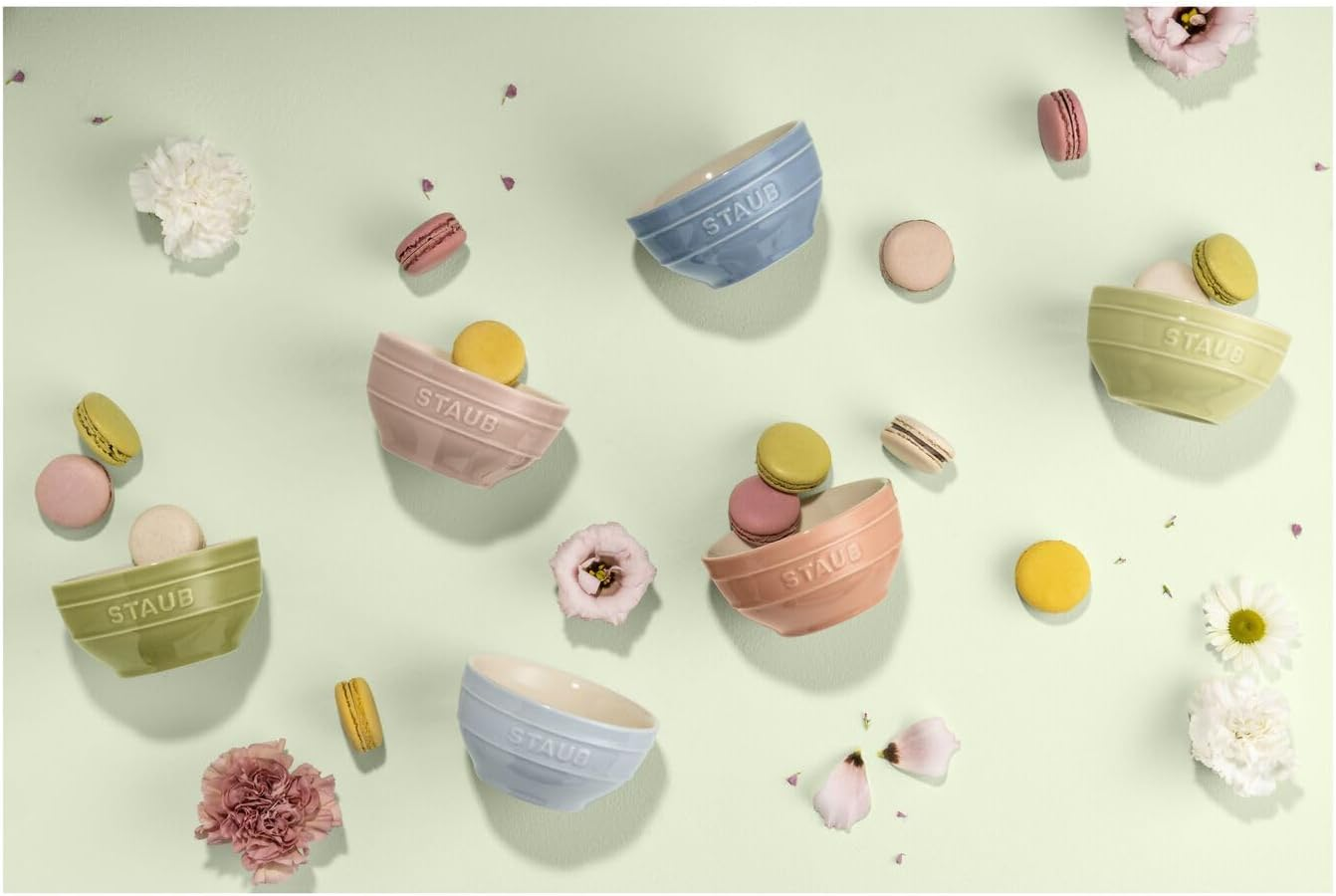 STAUB Ceramique Macaron Bowls, 400 Ml, Cereal Bowls, Serving Bowls, Dessert Bowls, Mixed Colours, Ceramic, 12 Cm, Set of 6 - Macaron image number 4