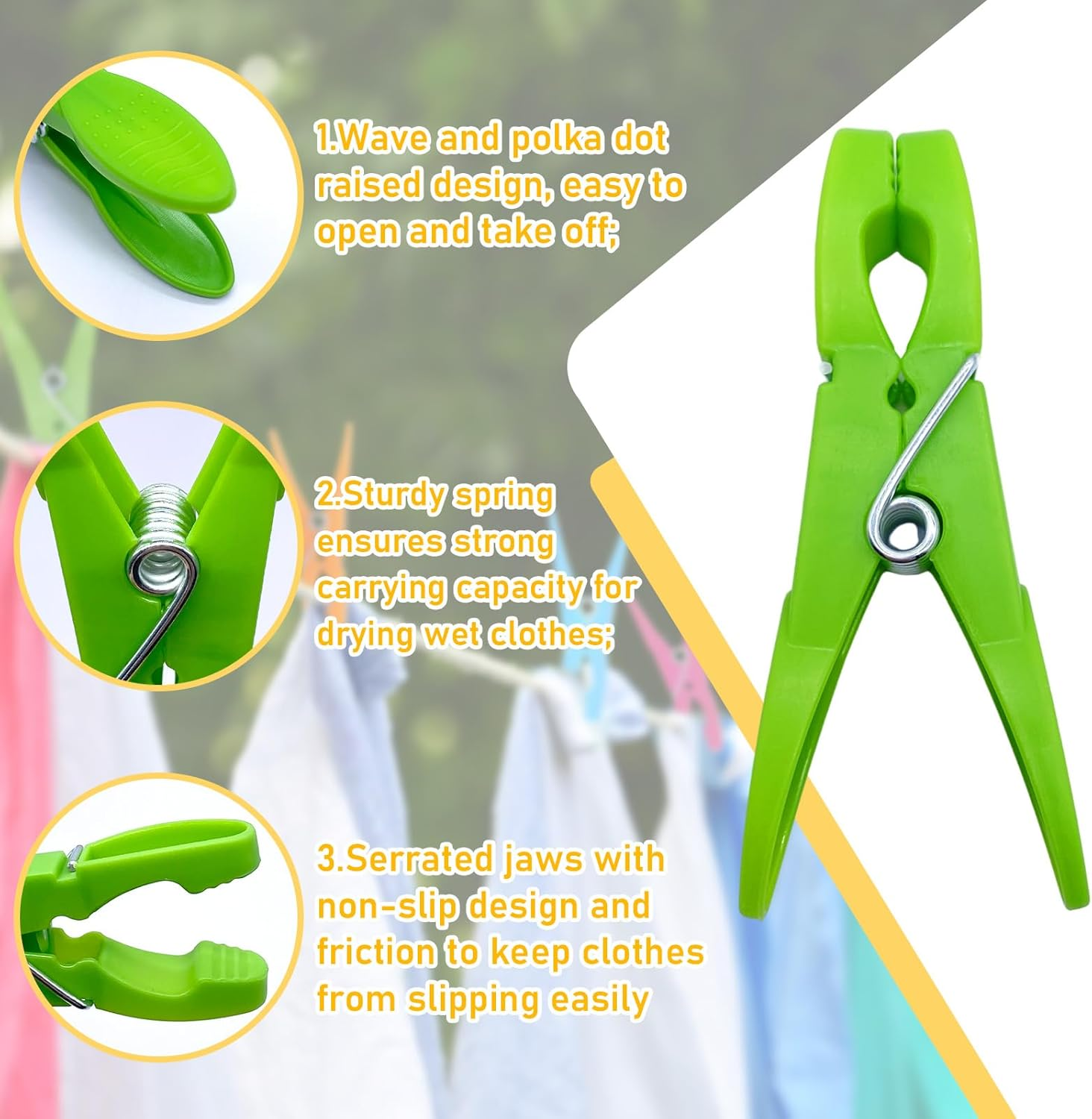 72Pcs Colored Plastic Clothespins, LIOUCBD Colorful Clothes Pins Heavy Duty Outdoor for Hanging Clothes, Rainbow Clothes Pegs for Classroom, Clothesline Crafts Picture Photo Food Towel Clips