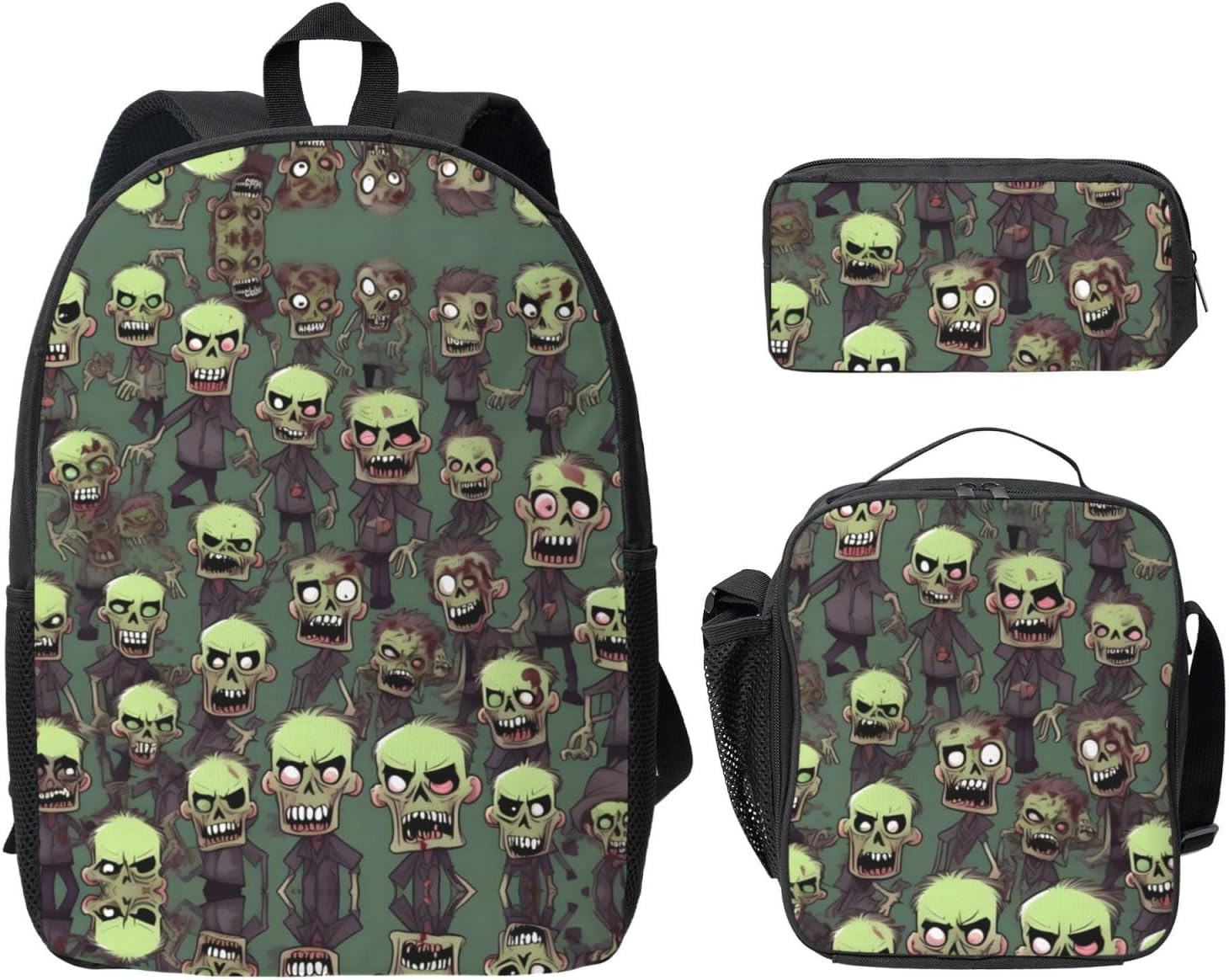 JIUTY Many Zombies Backpacks Backpack with Lunch Box and Pencil for Daily Commute image number 6