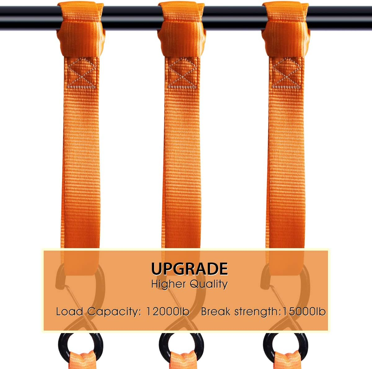 Soft Loops Tie down Straps (4Pk) 12,000Lbs Max Strength 18"X1.7" Heavy Duty Motorcycle Tie Downs for Use with Ratchet Strap - Secure Trailering of Motorcycles, Kayak, Jeep, ATV, UTV image number 3