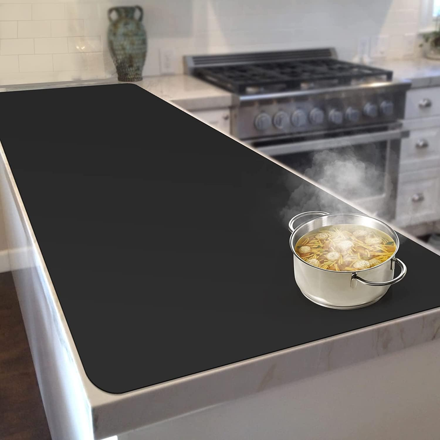 Silicone Mats for Kitchen Counter, 46.8''X23.2'' Large Heat Resistant Mat, Countertop Protector | Placemat | Craft Mat | Baking Mat - Heavy Duty, Waterproof, No Creases, No Odor (Grey) (Black) image number 3