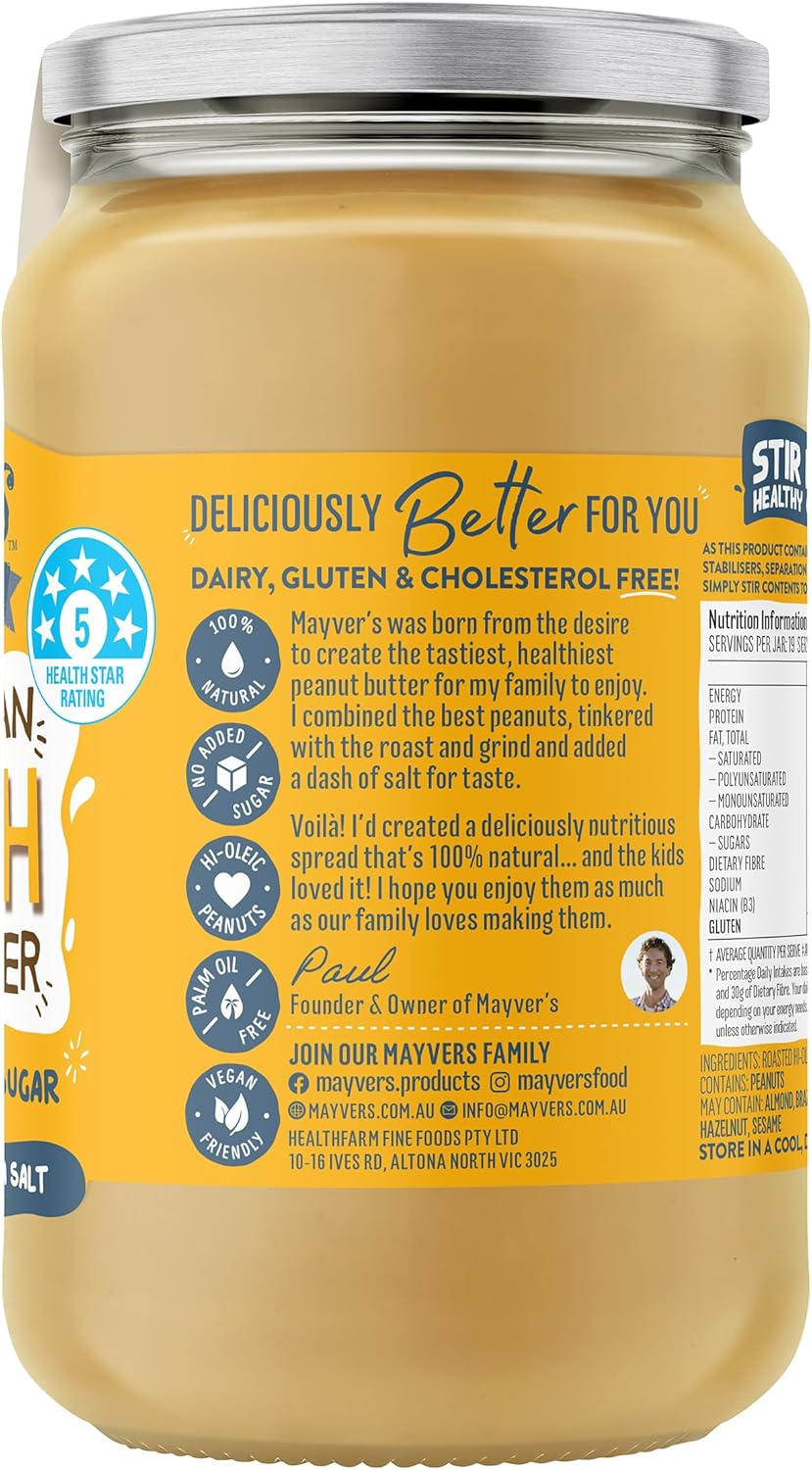 Mayver'S Super Natural Smooth Peanut Butter 375G image number 1