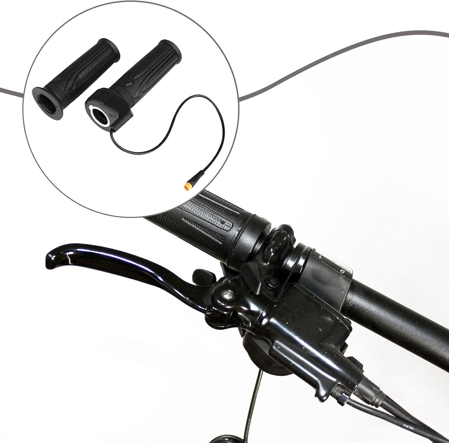 Kowaku Throttle Grip with Cable Ergonomic Black Electronic Throttle Grips Handlebar image number 4
