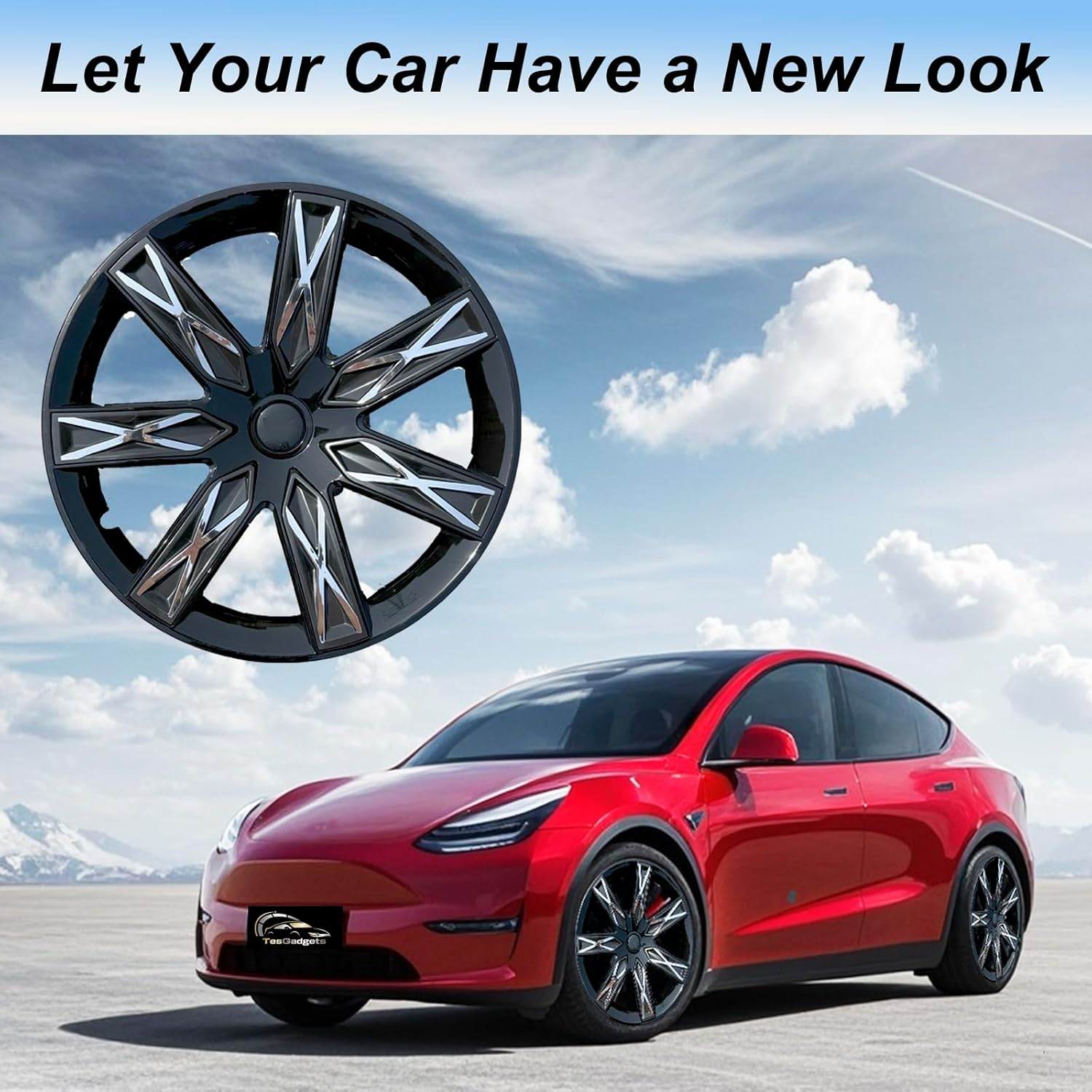 4 Pcs Hubcaps Fit for Tesla Model Y Hubcaps 19 Inch Silver Black Protective Wheel Covers Compatible with Model Y 2019, 2020, 2021, 2022, 2023, 2024 Tesla Y Accessories image number 6