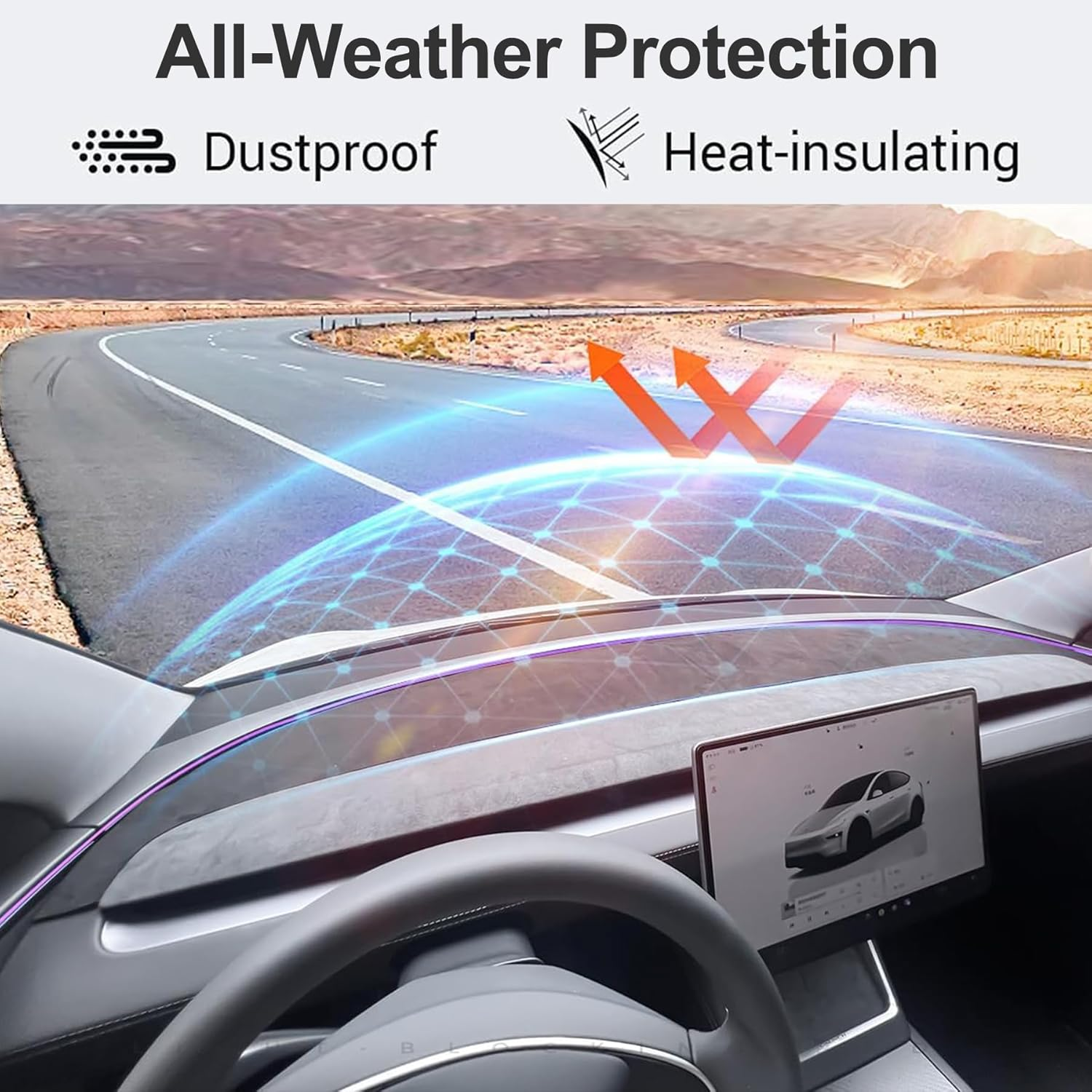 Dashboard Cover for Tesla Model Y Juniper 2025 2026, Non-Slip Anti-Glare Sunshade Suede Dash Board Mat Dash Protector Interior Accessories for UV Protection Heat Insulation image number 4