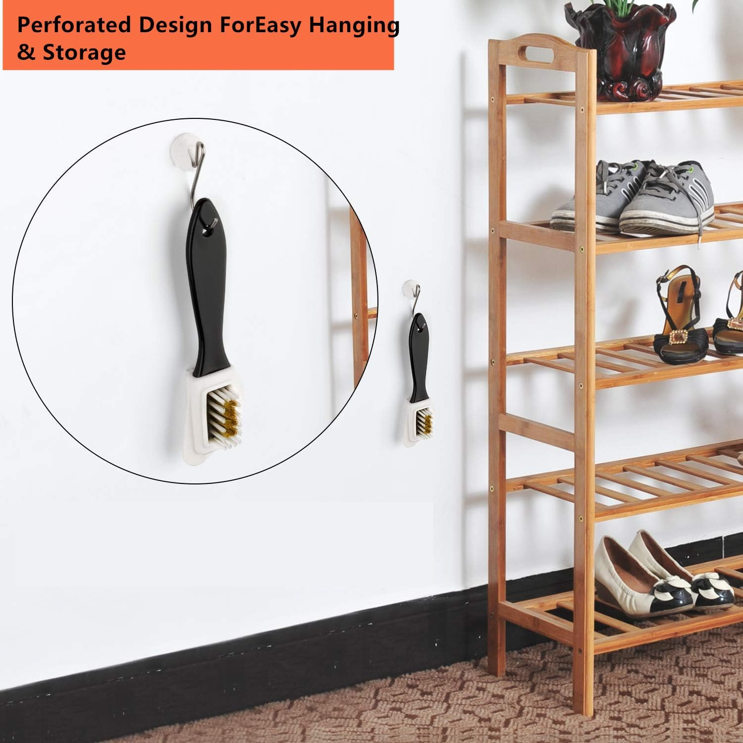 Quality Nubuck and Suede Multifunctional 4-Sided Cleaning Shoe Brush, Brass Bristle,Cleaner Brush for Boots, Jackets, Shoes, Furniture with Extra 1 Pcs Erasers -(15Cm*4Cm) image number 6