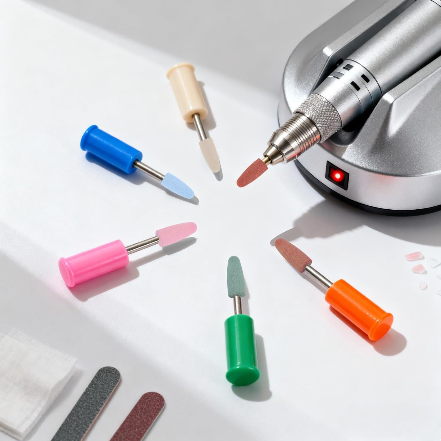 5Pcs Nail Art Silicone Polisher, Nail Grinders Drill Bits Smoothing Nail Drill for Drill for Salon and Home