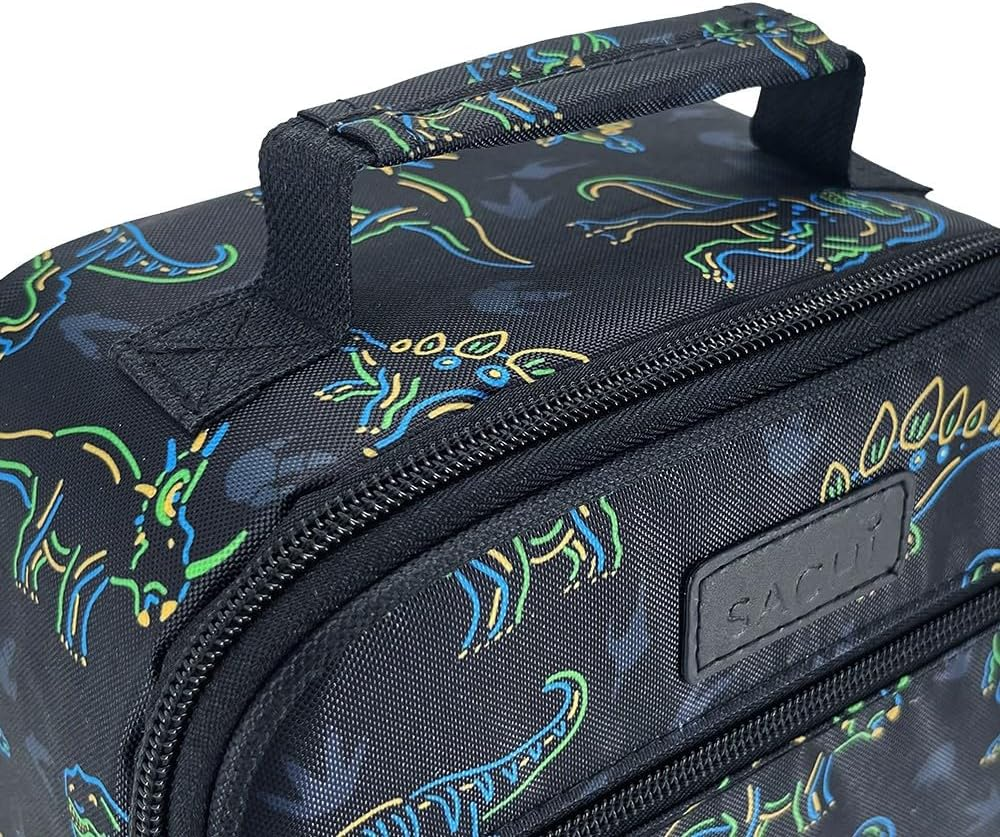 Sachi 'Style 225' Insulated Junior Lunch Bag - Neon Dinosaurs