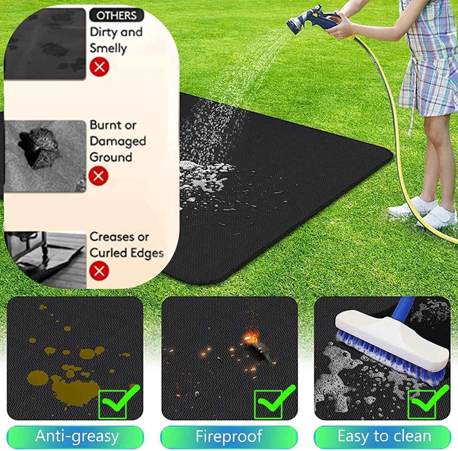 72 X 39 Inch under Grill Mats for Outdoor Grill, Double-Sided Fireproof Deck and Patio Protector Mat, BBQ Mat for under BBQ, Waterproof Oil-Proof Grill Floor Pads Fire Pit Mat Fireplace Mat