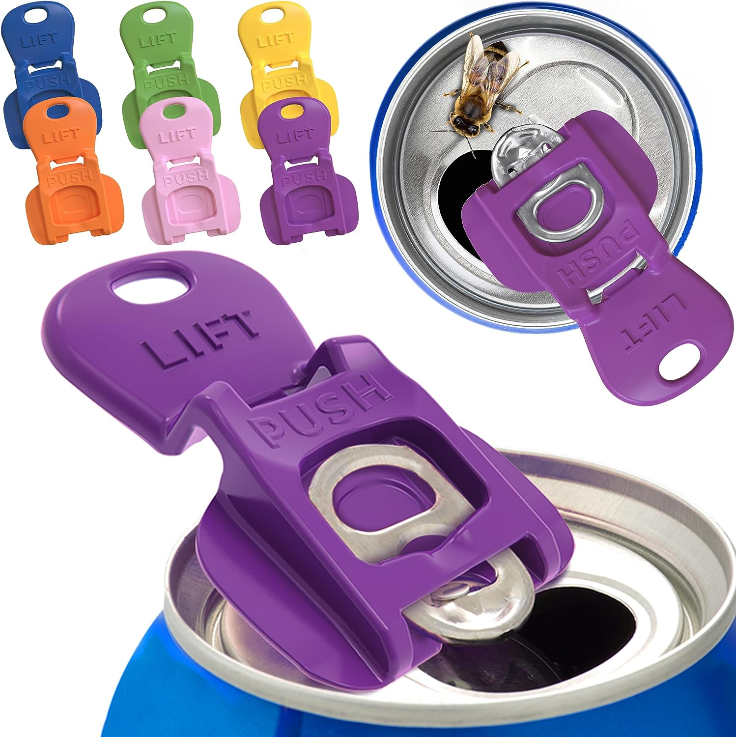 Beverage Barricade Soda Protector 6 Pack for Active Families. Improve Your Picnic or BBQ Experience: Shield Your Cans from Bugs & Dirt Easily ID Whose Drink Is Whose & Eliminate Painful Top Popping. image number 1