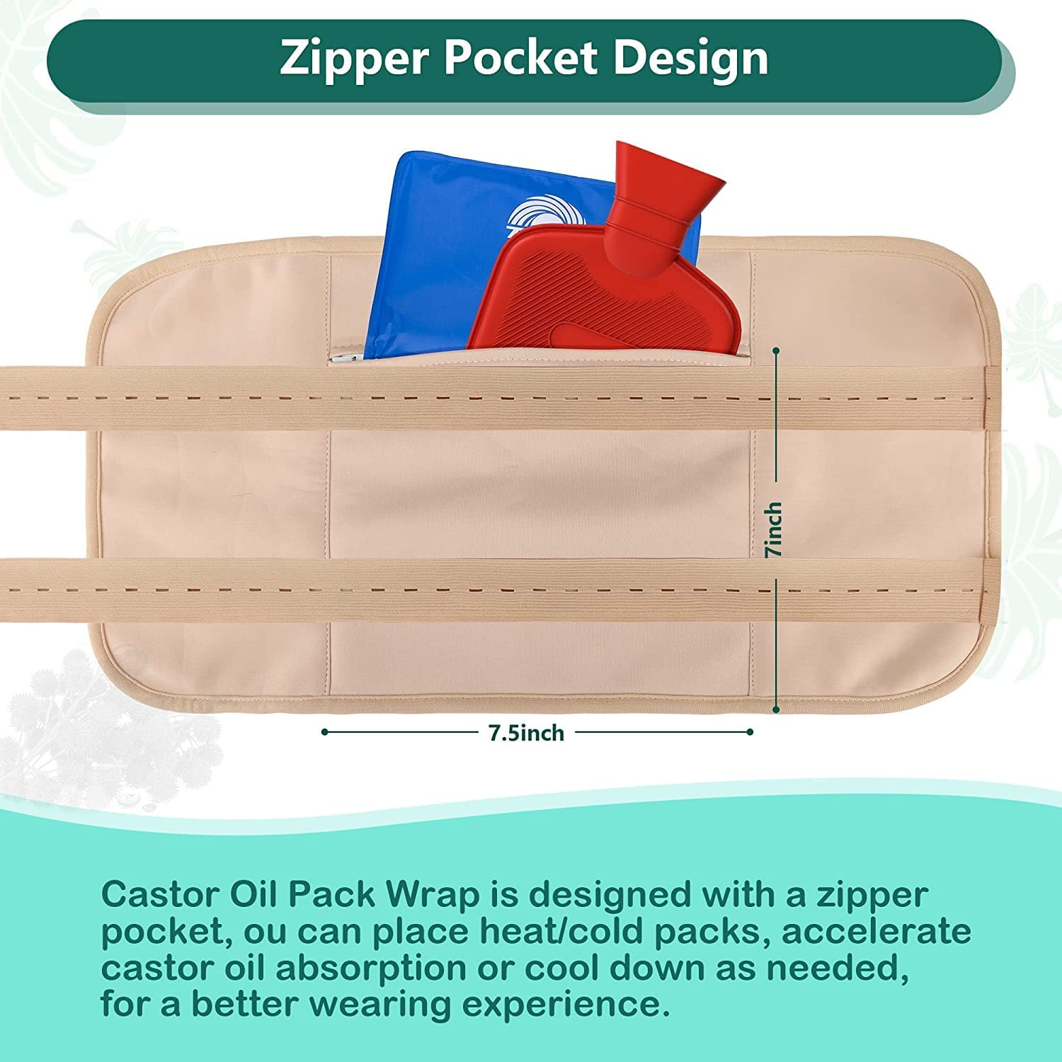 Castor Oil Pack Wrap,Reusable Washable Castor Oil Pack Kit, Castor Oil Pack Compress for Liver Detox, Constipation, Insomnia and Relax for Men and Women