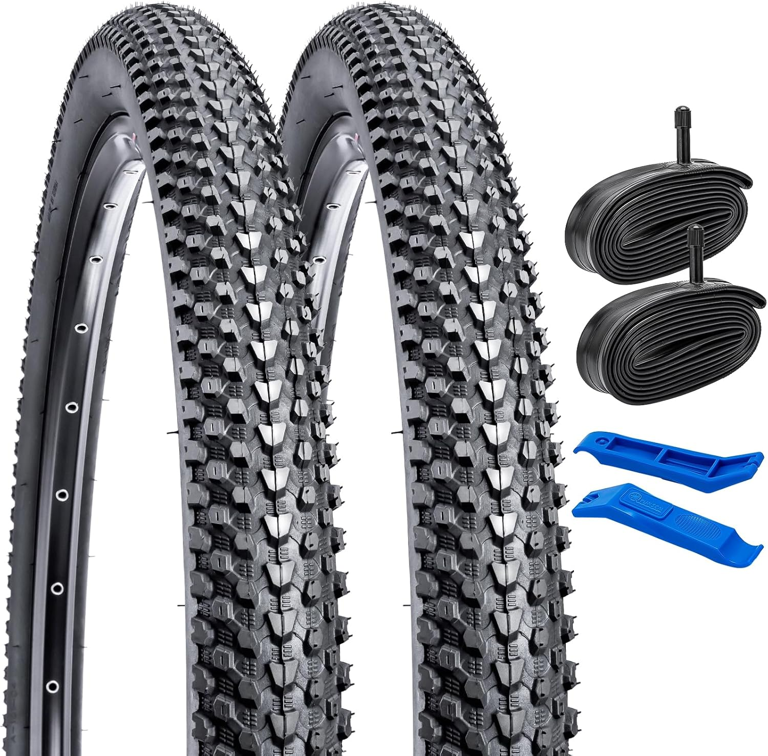 Yunscm 2 Pcs,24X1.95 Bike Tires,24X1.95 Bike Tyres,24X1.95 Bicycle Tires,24X1.95 Bike Tyre + Bike Inner Tube Schrader Valve 32Mm + Tire Lever,Mountain Bike Tire 24X1.95,Mtb Tire 24X1.95,Y-026 image number 4