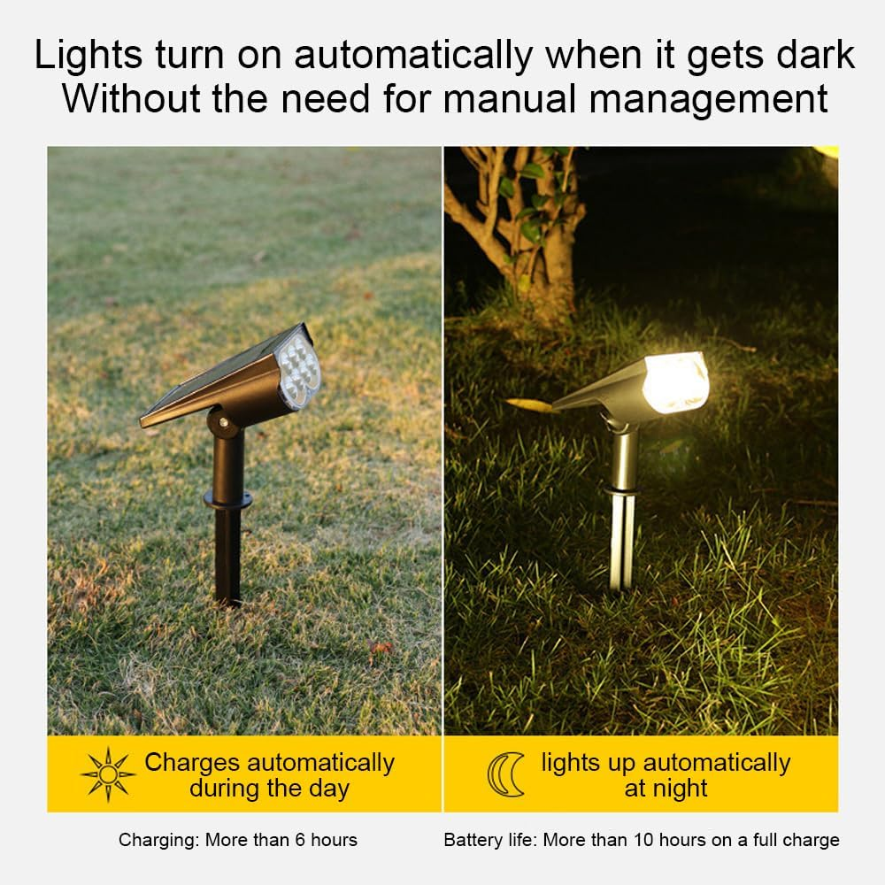 2Pcs Solar Spot Lights Outdoor, High Brightness Illumination for Outdoor Garden and Landscape Lighting Dual Functionality Lights for Garden Tree Pathways Patios and Driveways image number 6