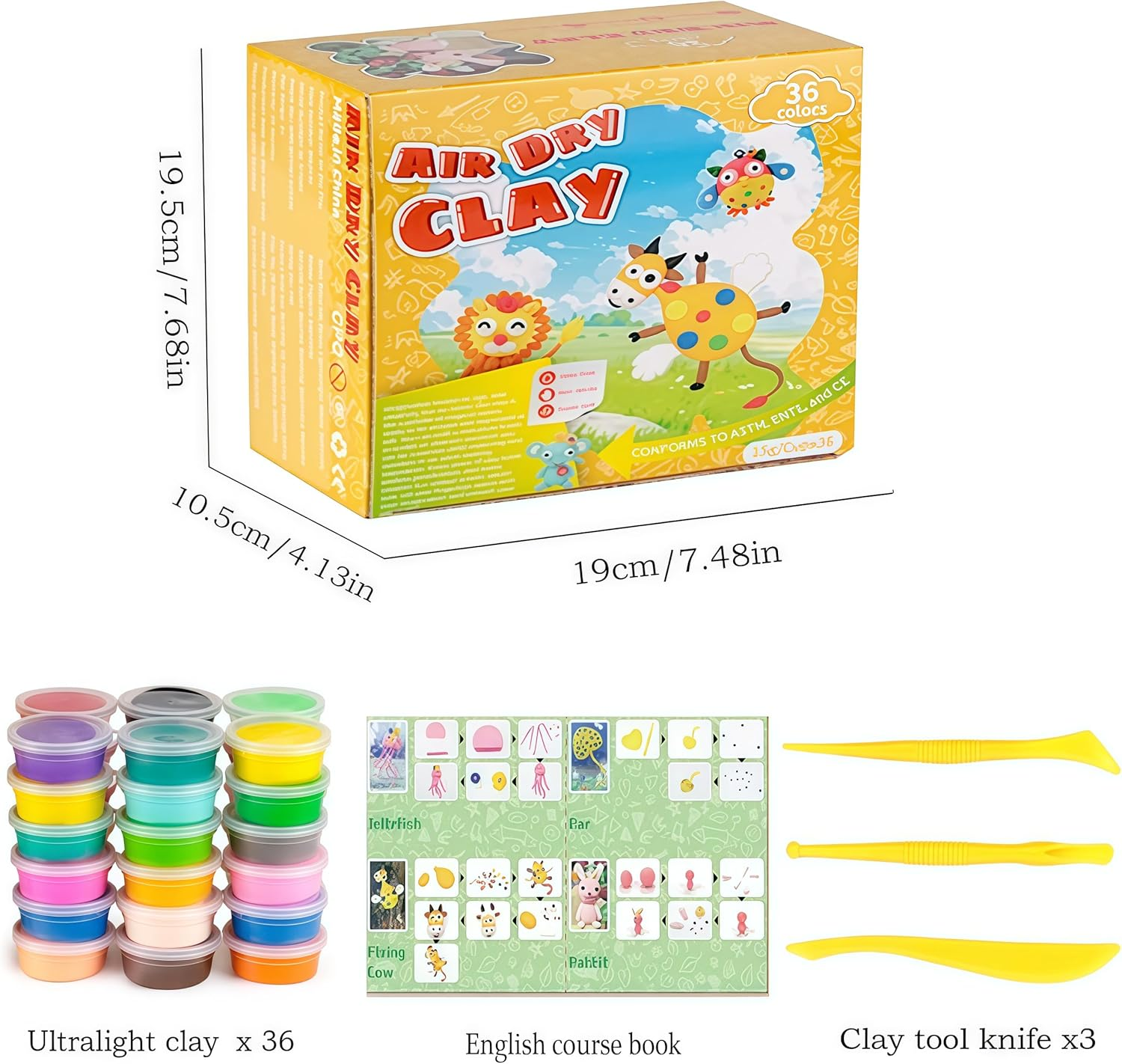 Misitti Air Dry Clay Kit, 36 Colours Modelling Clay Set with Sculpting Tools, DIY Craft Kit image number 1