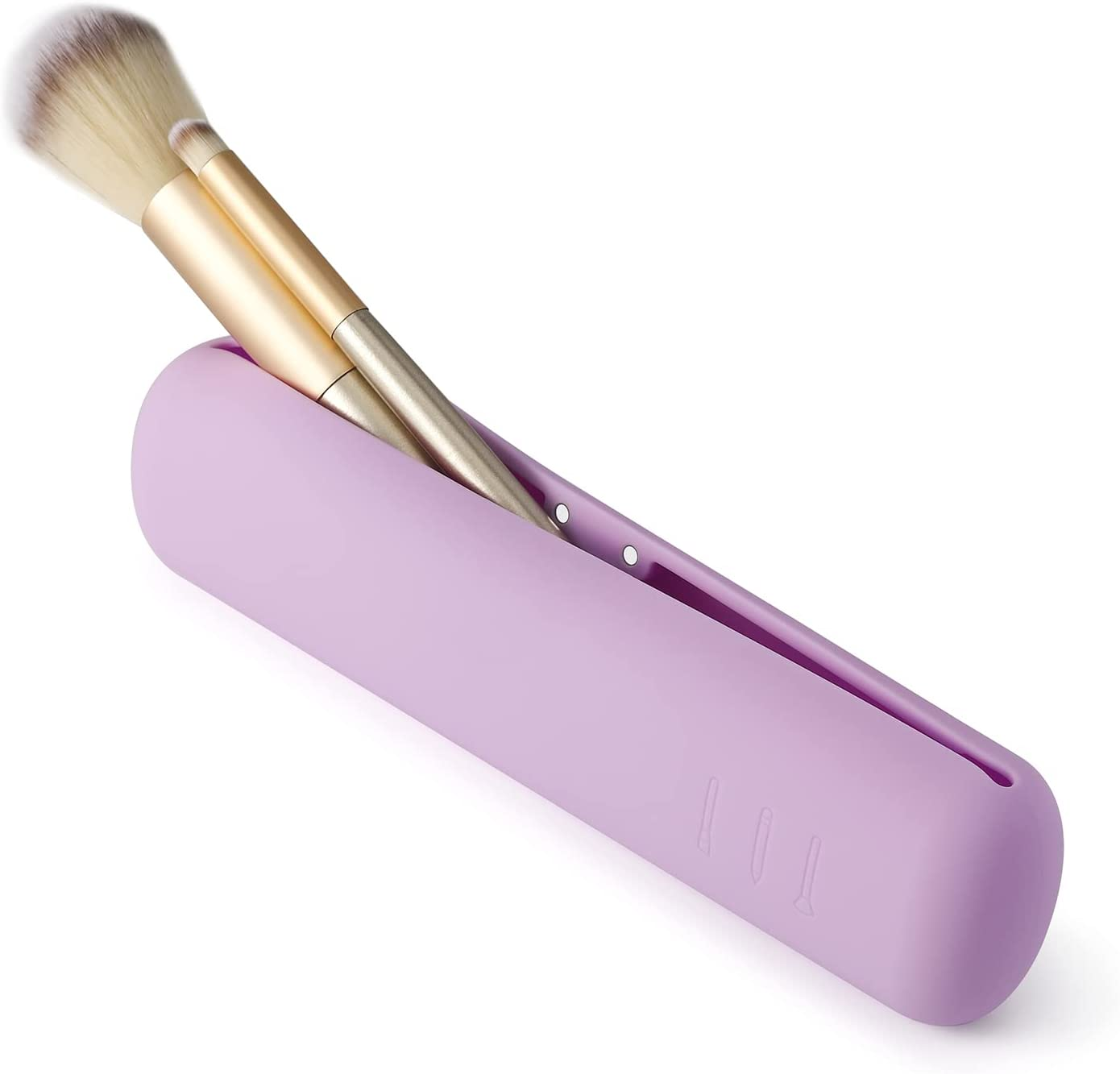 BEZOX Travel Makeup Brush Holder with Strong Magnetic Buckle, Silicone Make up Brush Pouch Case, Cosmetic Brush Mini Bag - Violet
