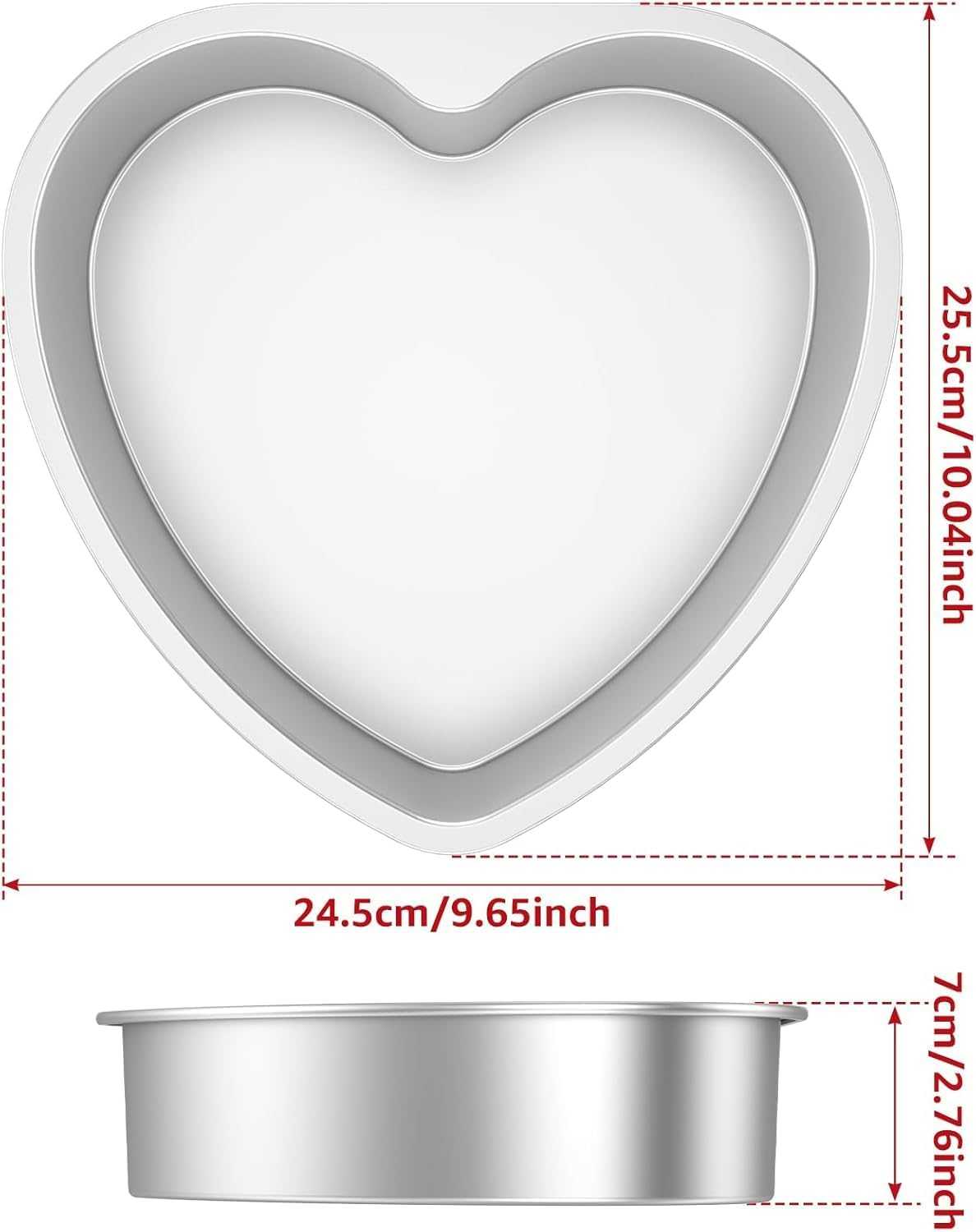 PENGQIMM 2Pcs Heart Shaped Cake Tin,10 Inch Heart Shape Cake Pans Cake Baking Tray Cheesecake Molds Love Cake Moulds Reusable Nonstick for Baking, Bakeware Wedding Birthday Christmas Party image number 1