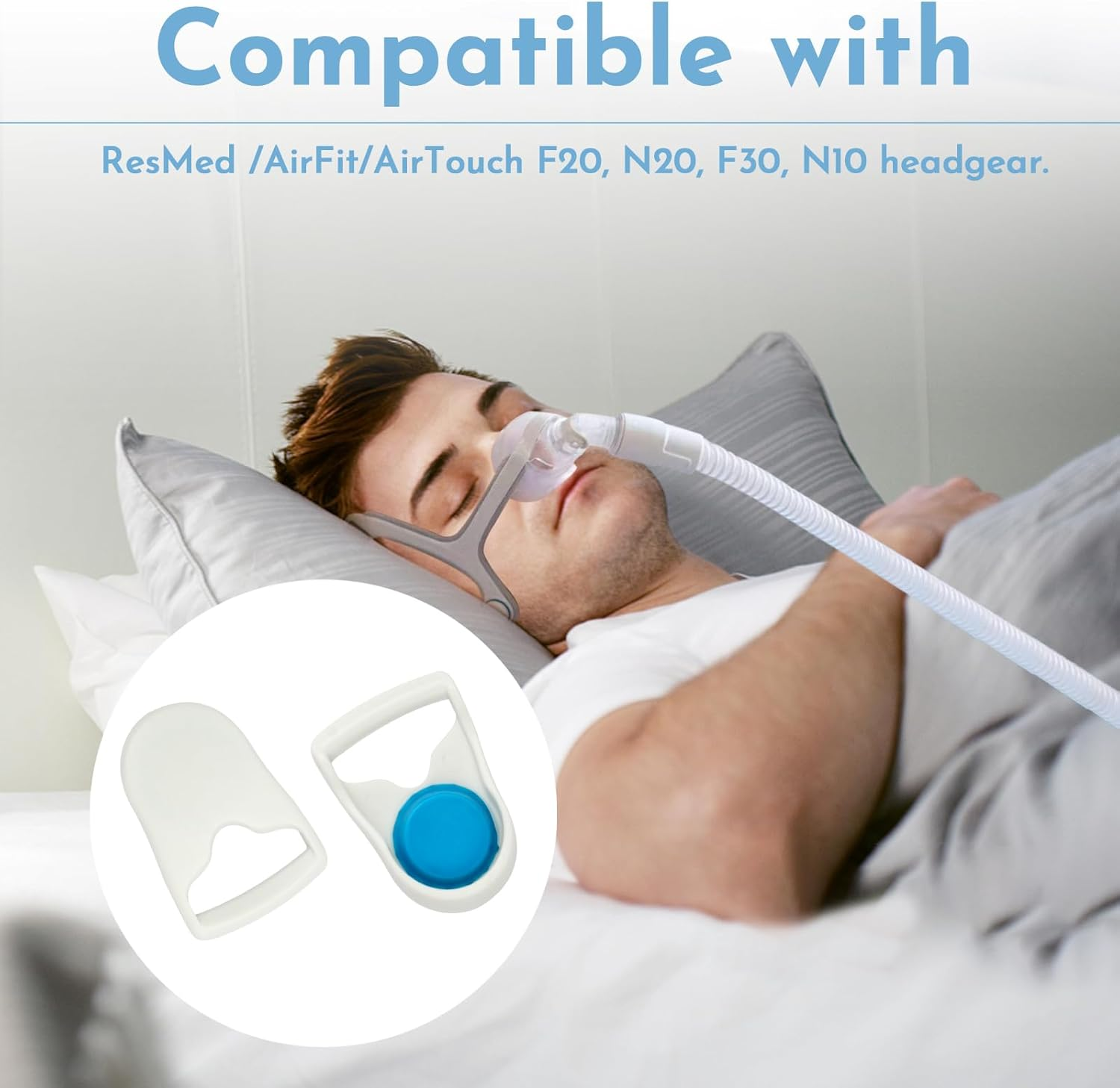 Headgear Clips Compatible with Resmed/Airfit/Airtouch N20, F20, N10, F30 Nasal/Mask Clips, Quick-Release Magnetic Headgear Clips Replacement Full Face Mask Clips Accessories 2 Pairs image number 2