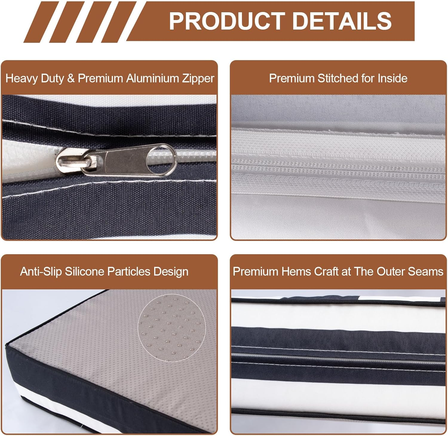 14 Piece Outdoor Patio Cushion Covers Replacement, Waterproof Outdoor Furniture Cushion Covers, Fit 7 Pcs 6 Seater Wicker Rattan Patio Conversation Sofa Set, Black & White Stripes(Only Cover) image number 2