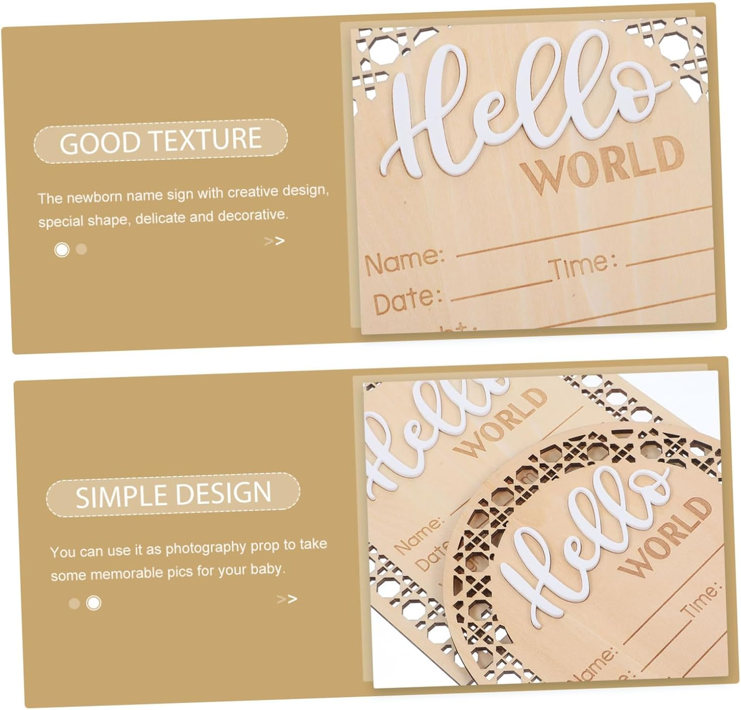 HANABASS 2Pcs Wooden Announcement Sign Unique Newborn Name Announcement Board for Nursery Decor Adorable Plaque for Hospital and Home Celebrations image number 4