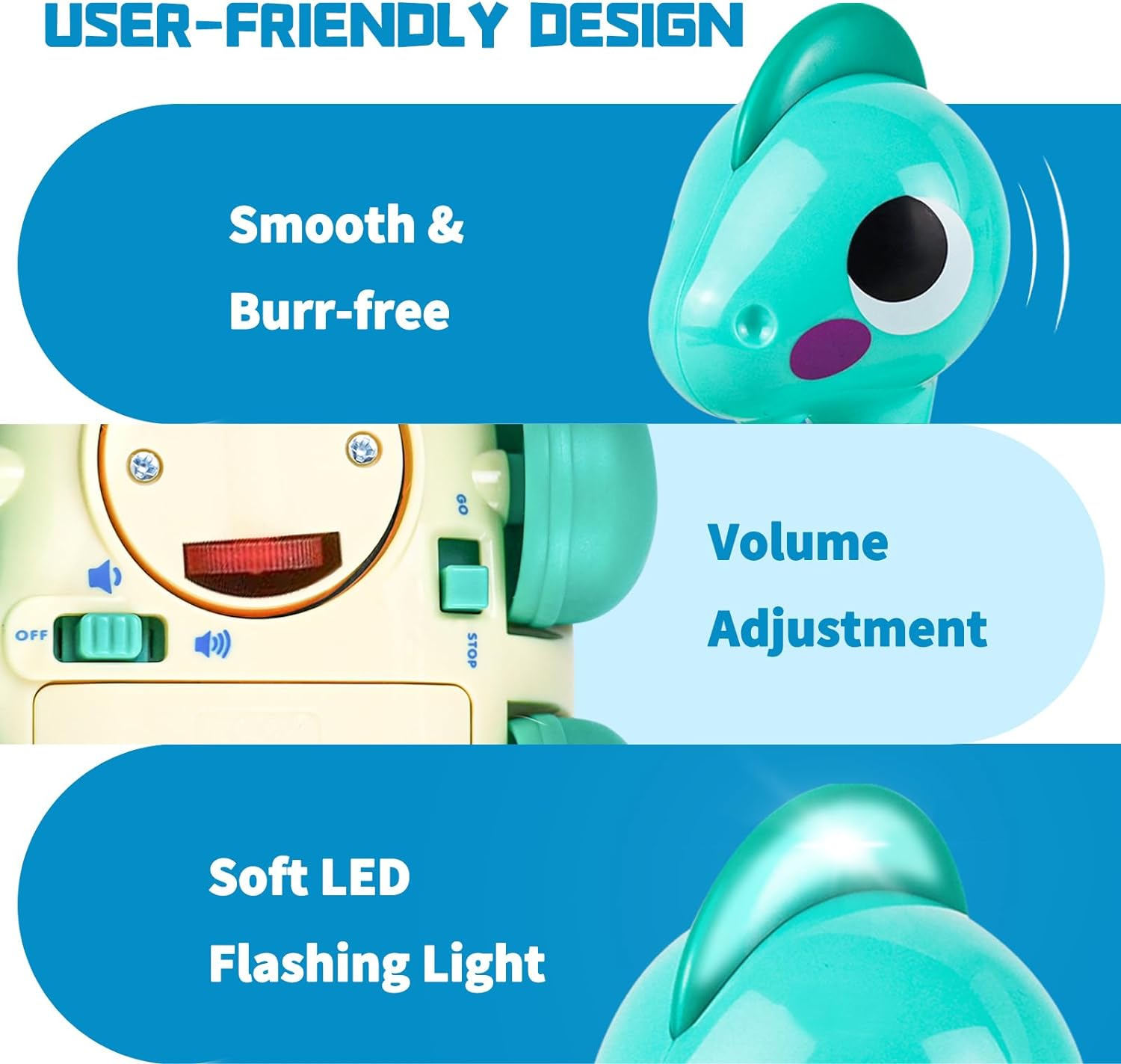 Baby Toys 6-12 Months, Musical Dinosaur Toys for 1 2 Year Old Boys Girls Toddlers, Touch and Go Crawling Dinosaurs with Lights & Sounds, Birthday Gifts for Boys Kids 6 9 12 Month 1-2 Year Old image number 6