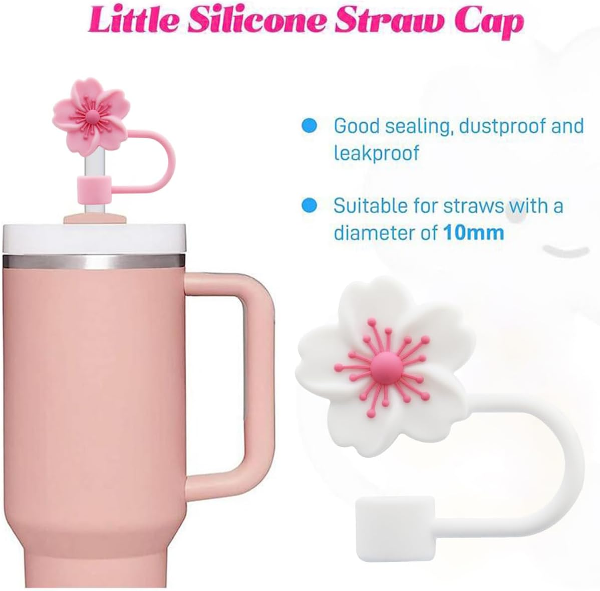 Straw Cover Cap for Stanley Cup,Silicone Straw Topper 10 Mm 0.4 in Reusable Straw Tips Lids,Straw Tip Covers for Stanley Cups Accessories - 10Pcs Straw Cover image number 7