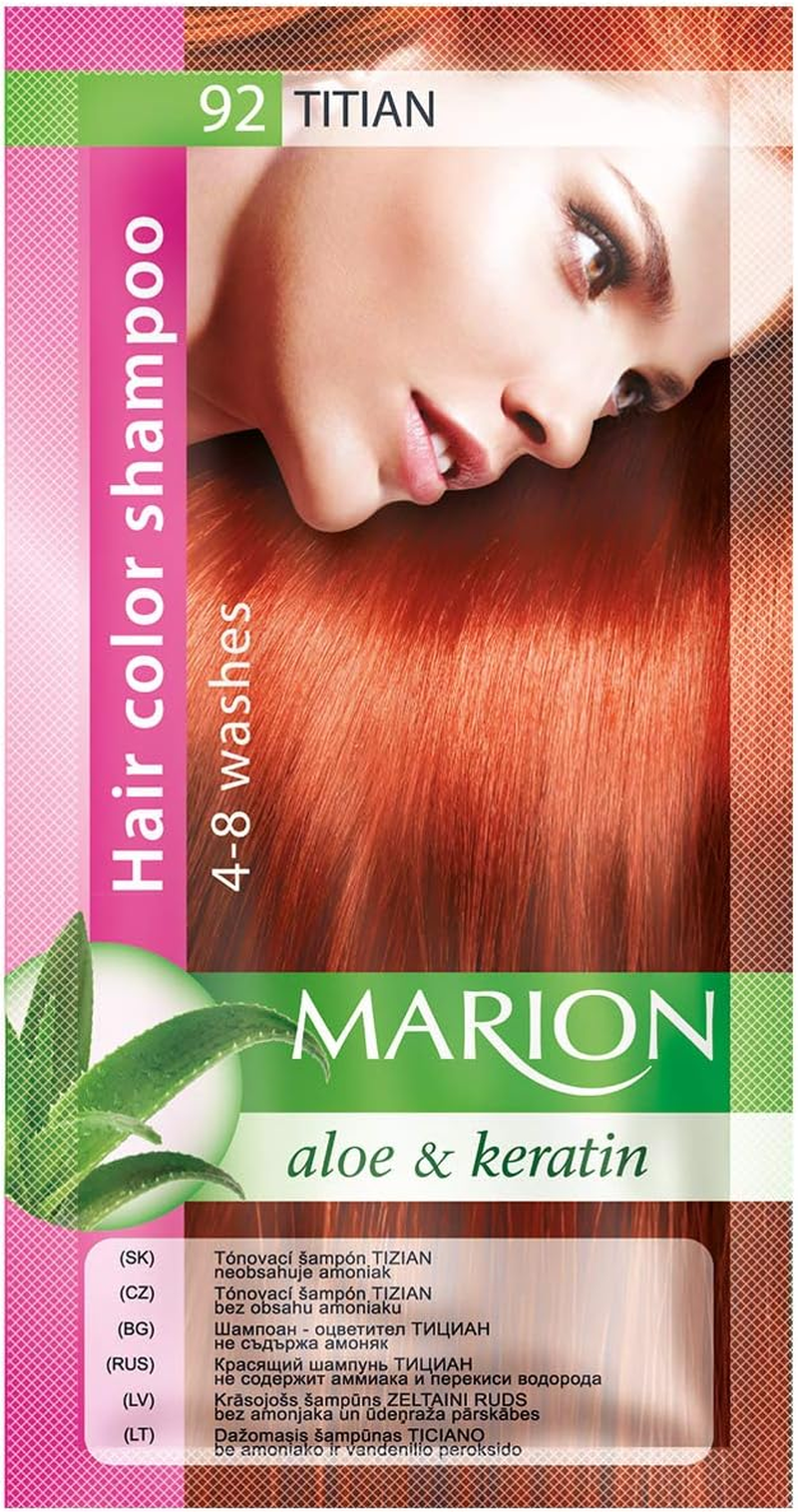 Marion Hair Dye Shampoo in Bag Semi-Permanent Colour 4-8 Washes with Aloe and Keratin